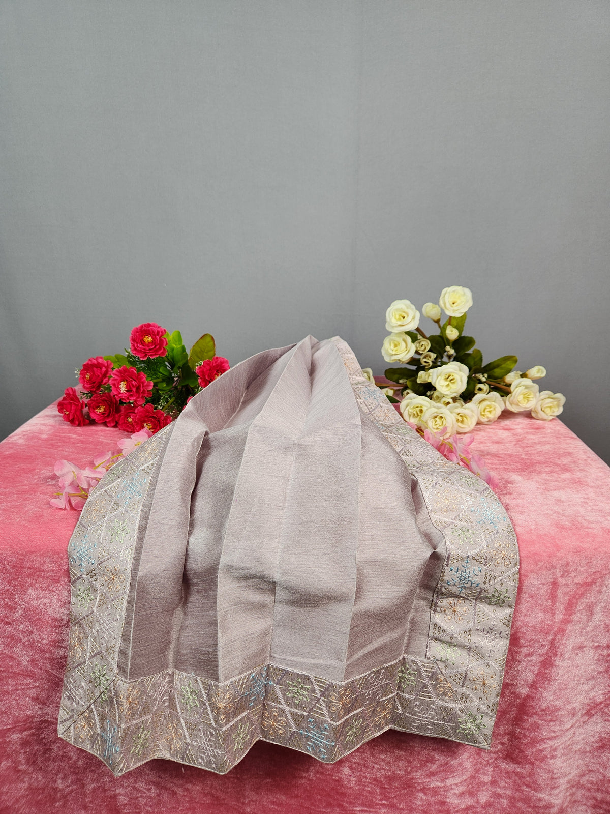 Lavender Groom Shawl - Multi Color Embroidery Sequin Stole