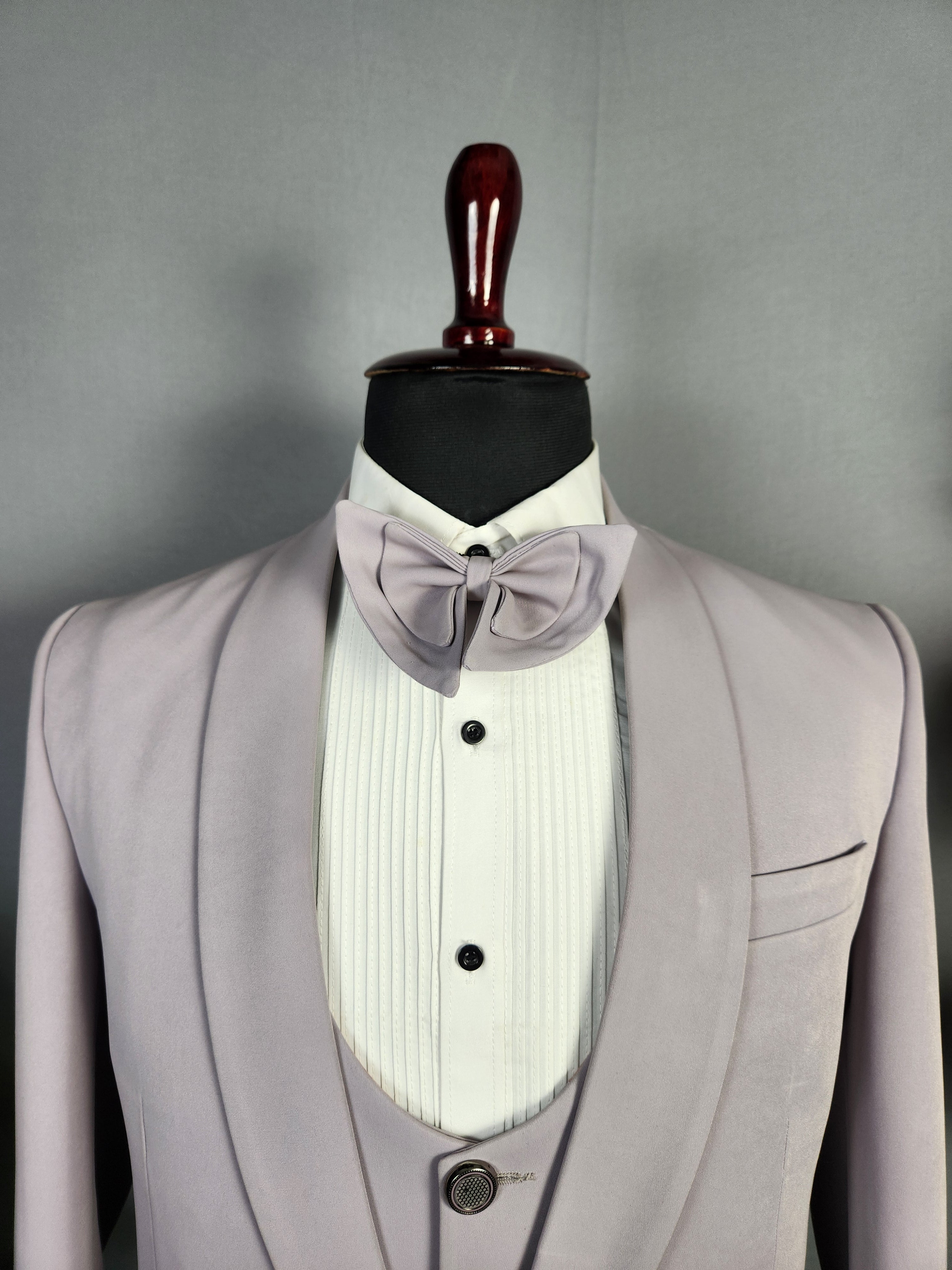 Men's pastel lavender tuxedo suit for Indian groom, perfect for wedding and reception wear
