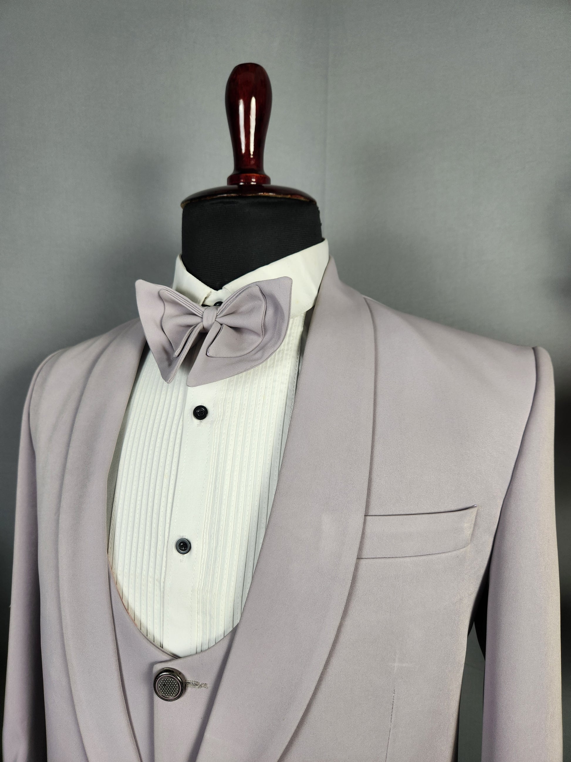 Men's pastel lavender tuxedo suit for Indian groom, perfect for wedding and reception wear
