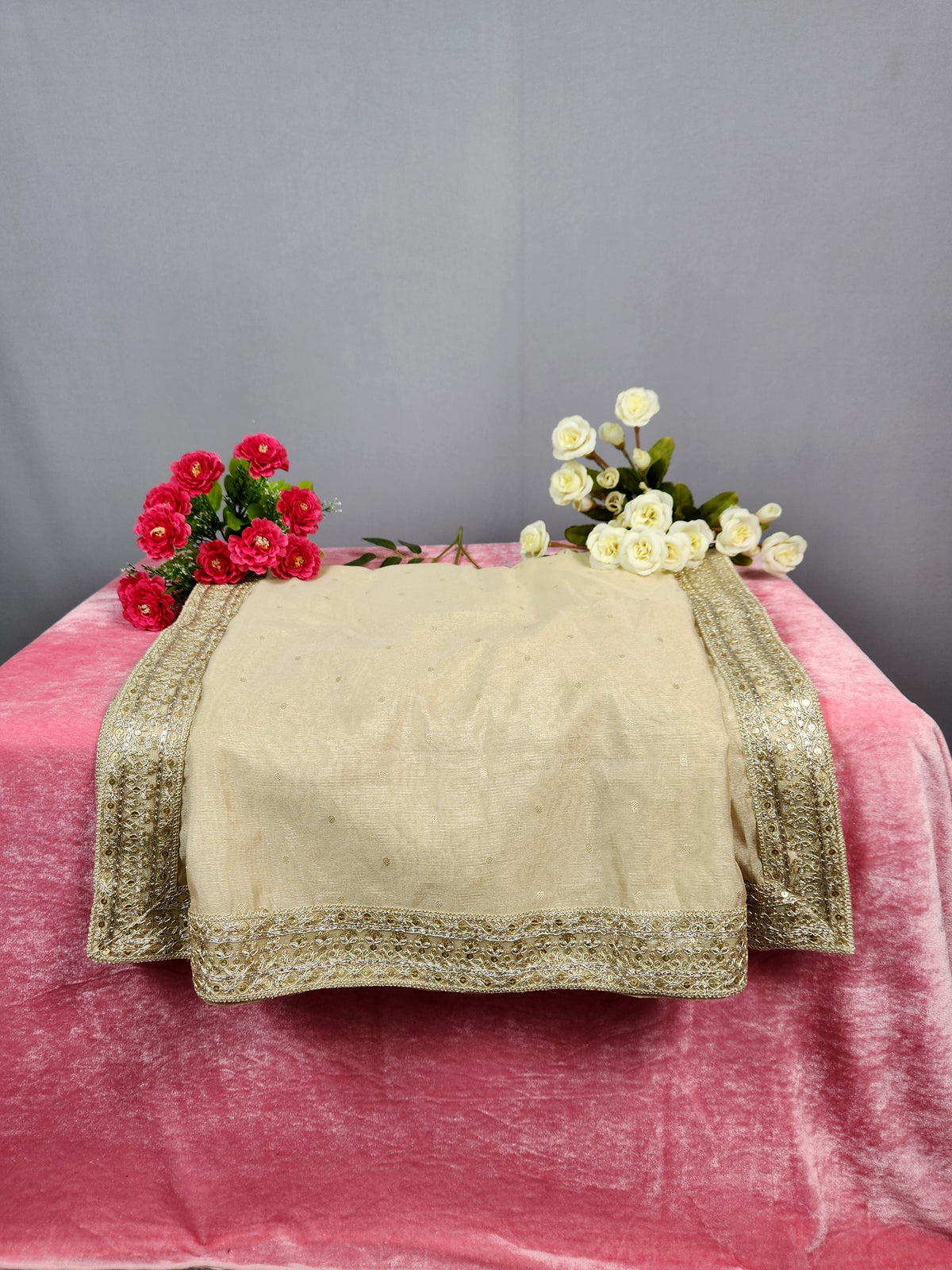 Light Golden Groom Shawl -  Benarasi Fabric | Stole For Men