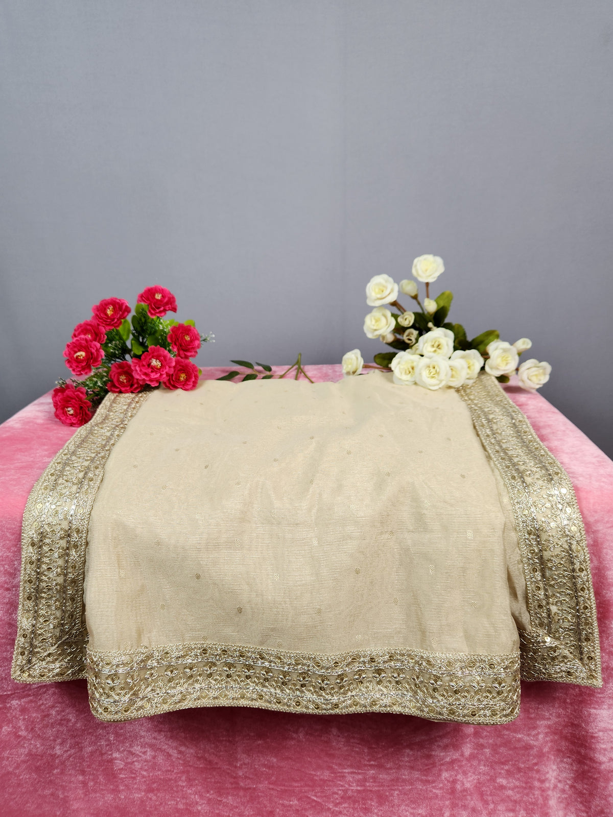 Light Golden Groom Shawl -  Benarasi Fabric | Stole For Men