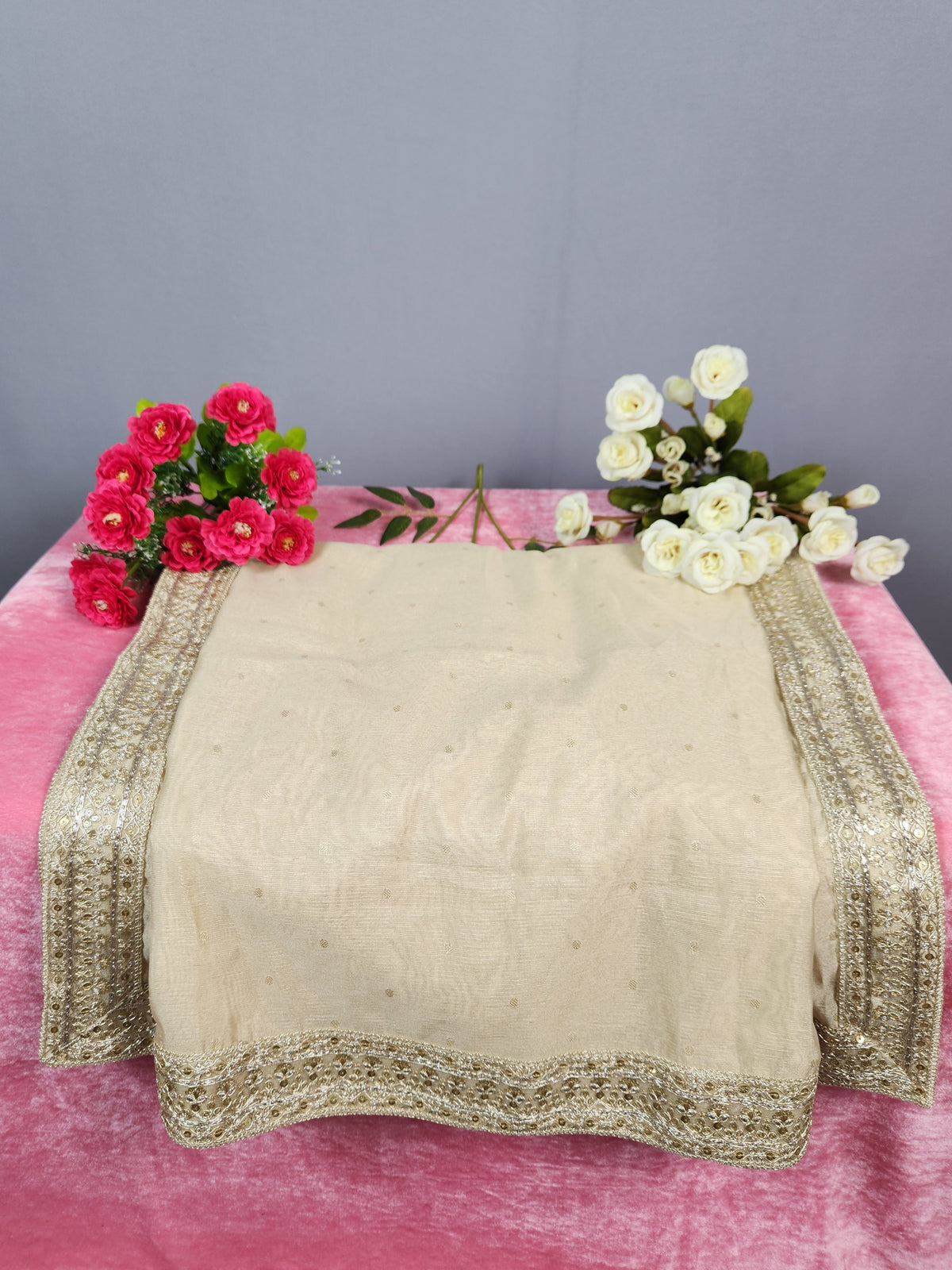 Light Golden Groom Shawl -  Benarasi Fabric | Stole For Men