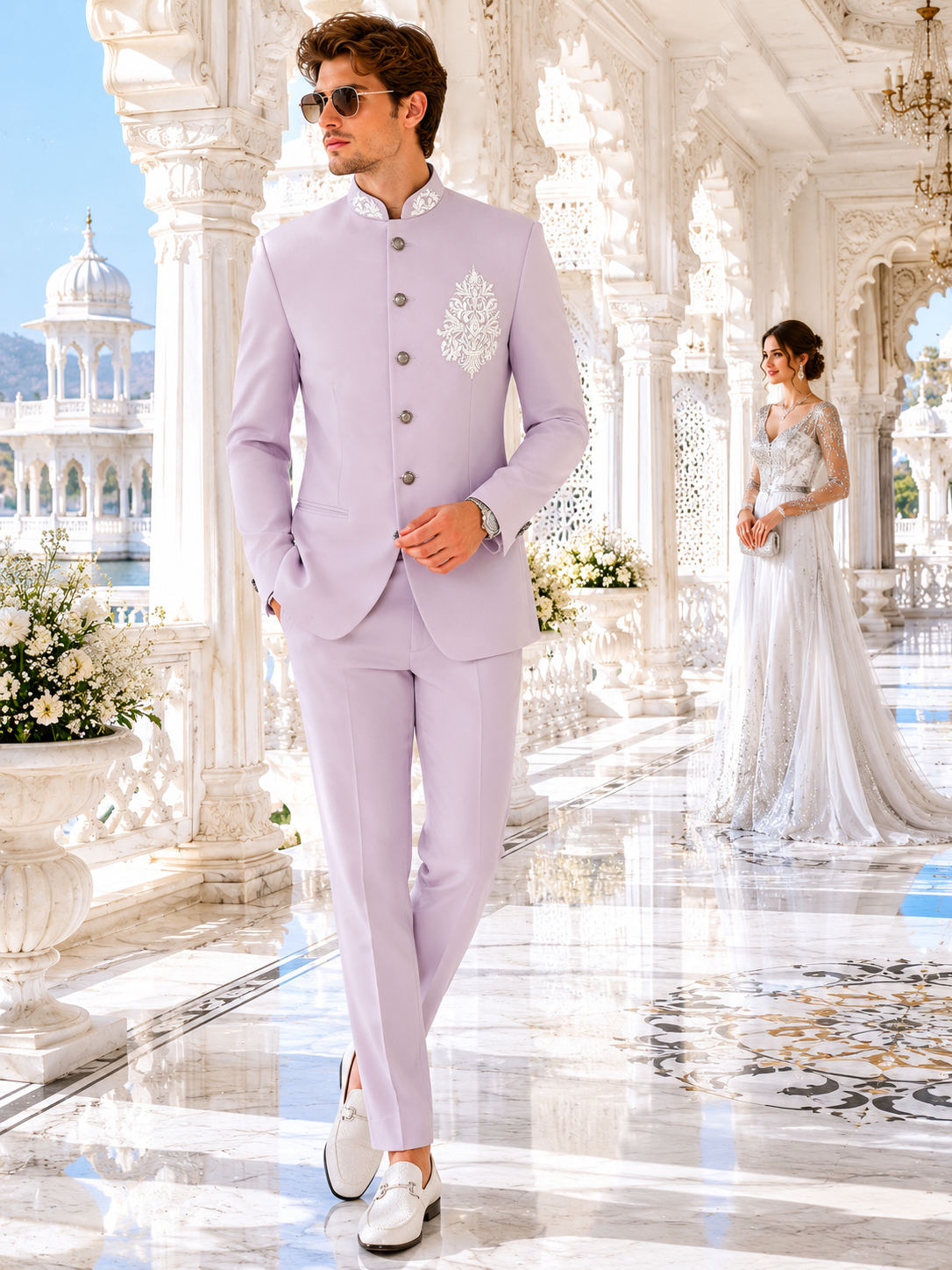 Lilac Lavender Jodhpuri Suit for Wedding – Custom Made | Indian Groom Outfit