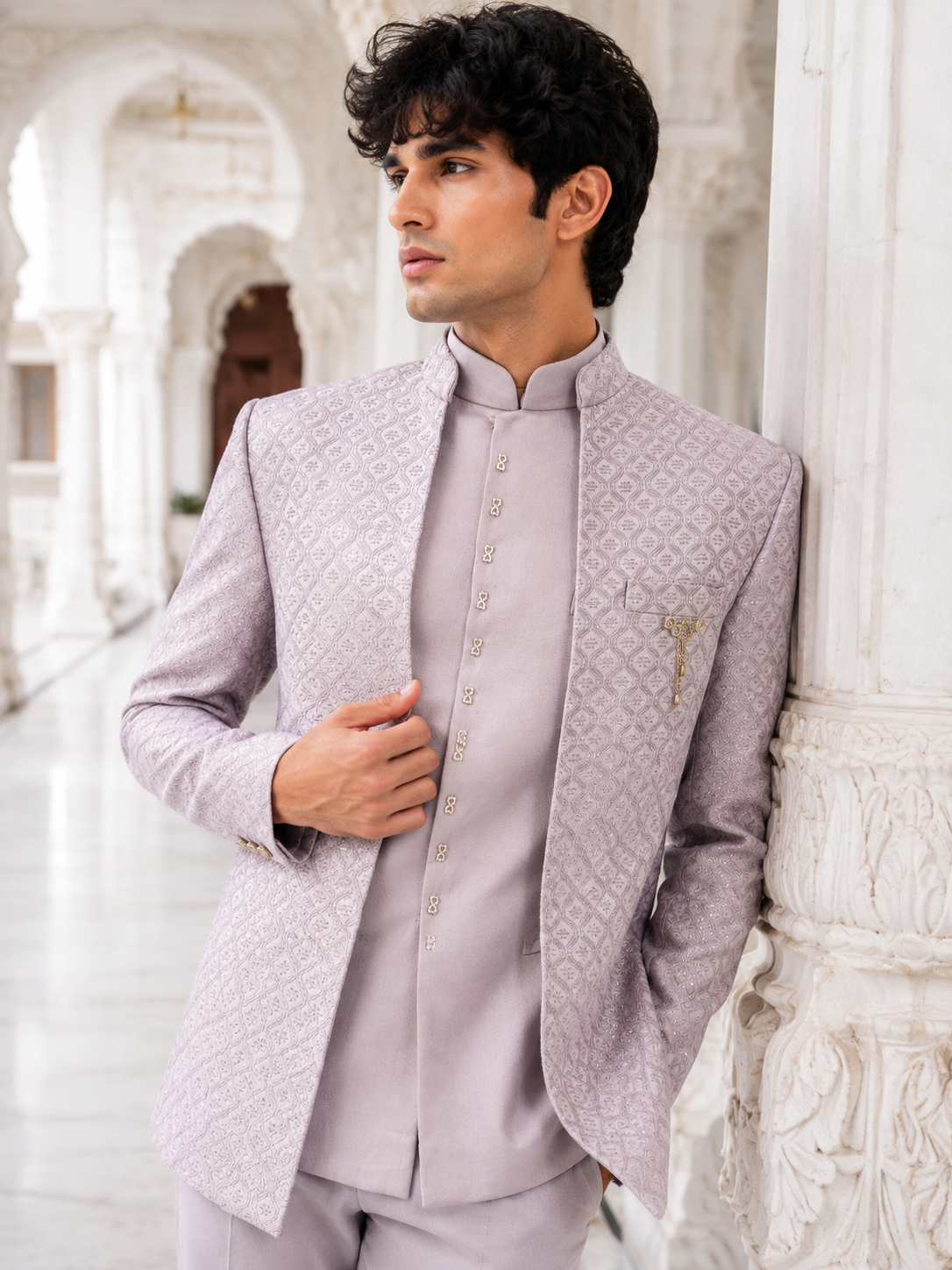 Lilac Lavender Jodhpuri Suit for Wedding – Custom Made | Indian Groom Outfit