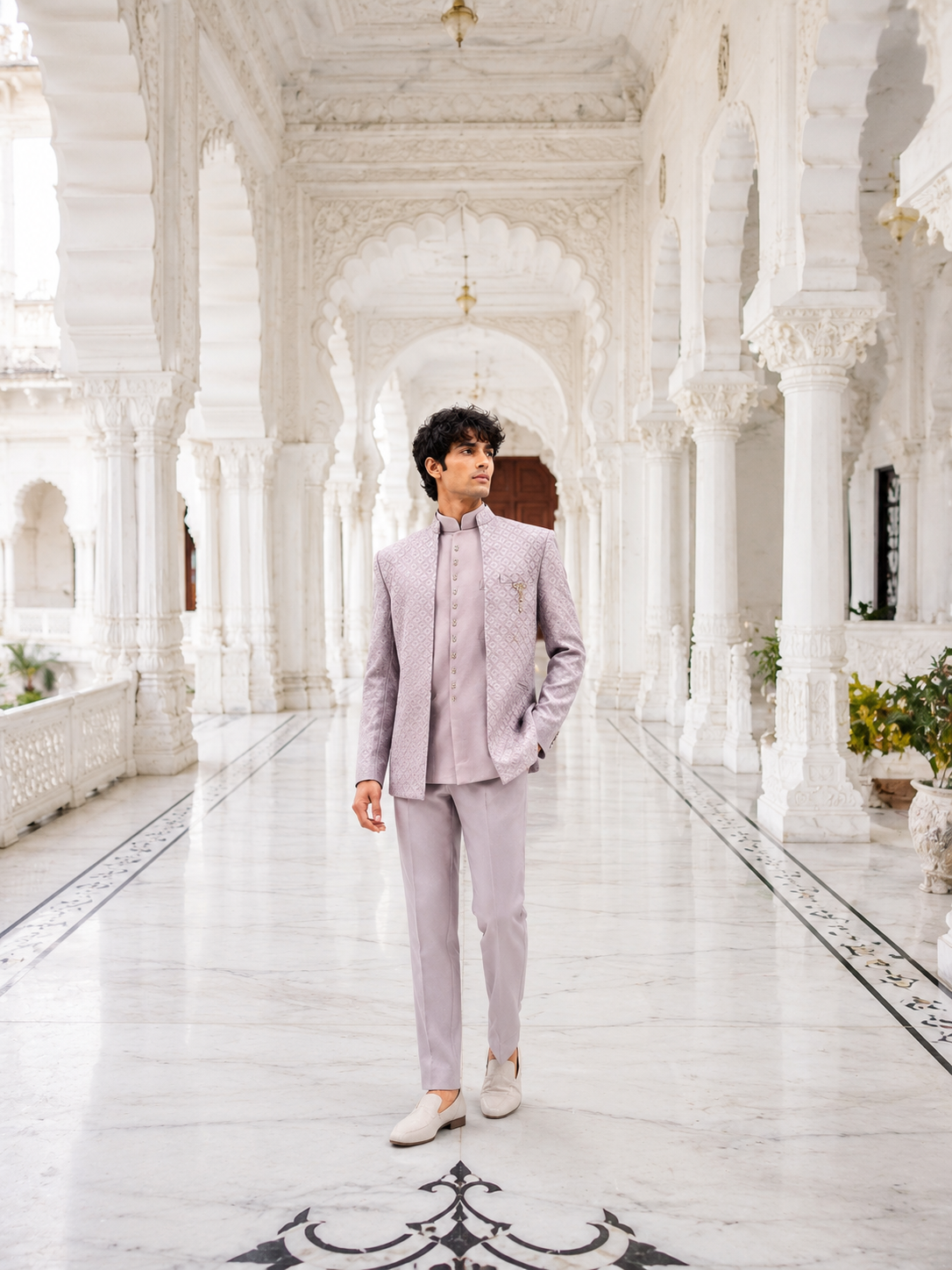 Lilac Lavender Jodhpuri Suit for Wedding – Custom Made | Indian Groom Outfit