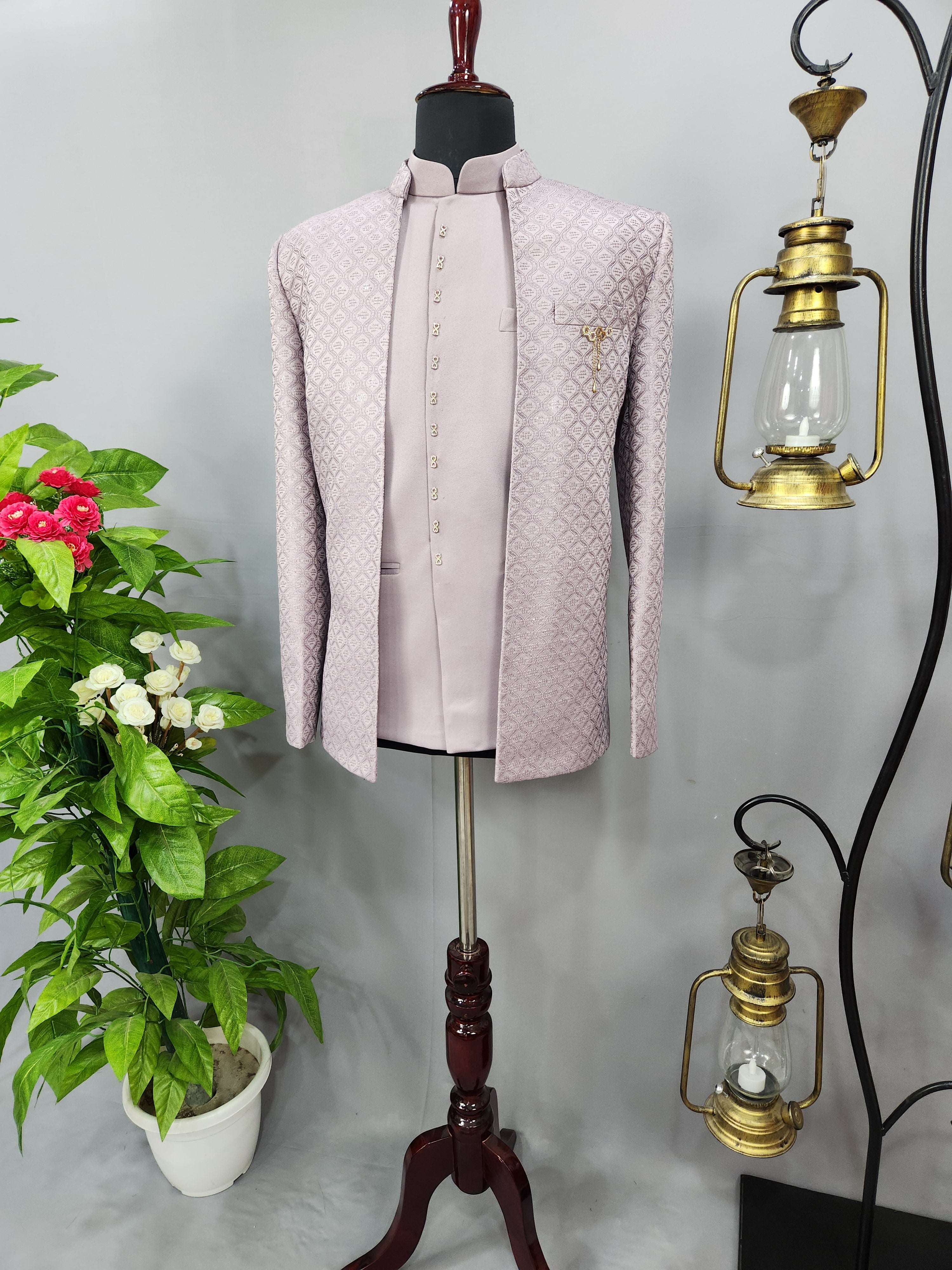 Lilac Lavender Jodhpuri Suit for Wedding – Custom Made | Indian Groom Outfit