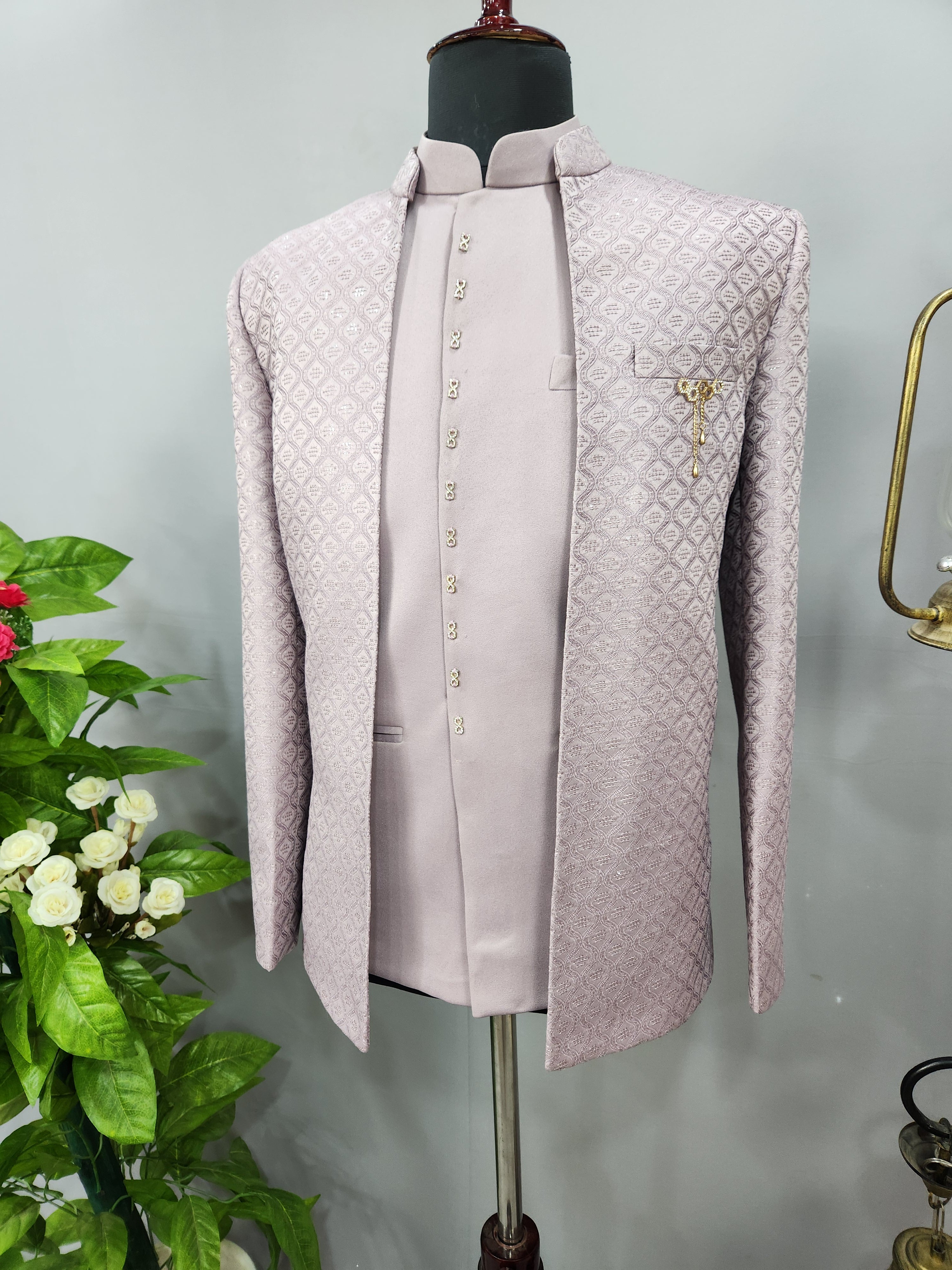 Lilac Lavender Jodhpuri Suit for Wedding – Custom Made | Indian Groom Outfit