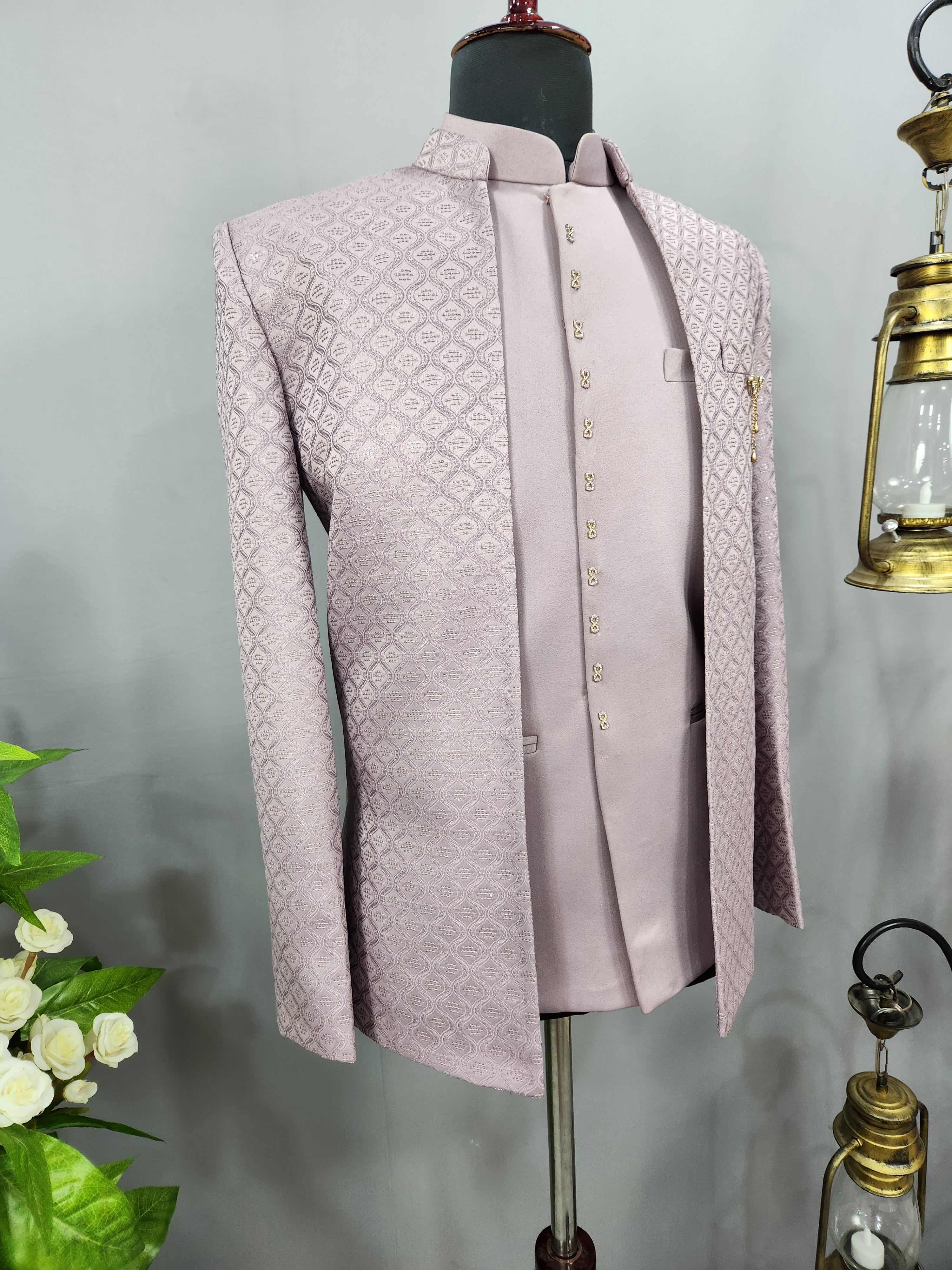 Lilac Lavender Jodhpuri Suit for Wedding – Custom Made | Indian Groom Outfit