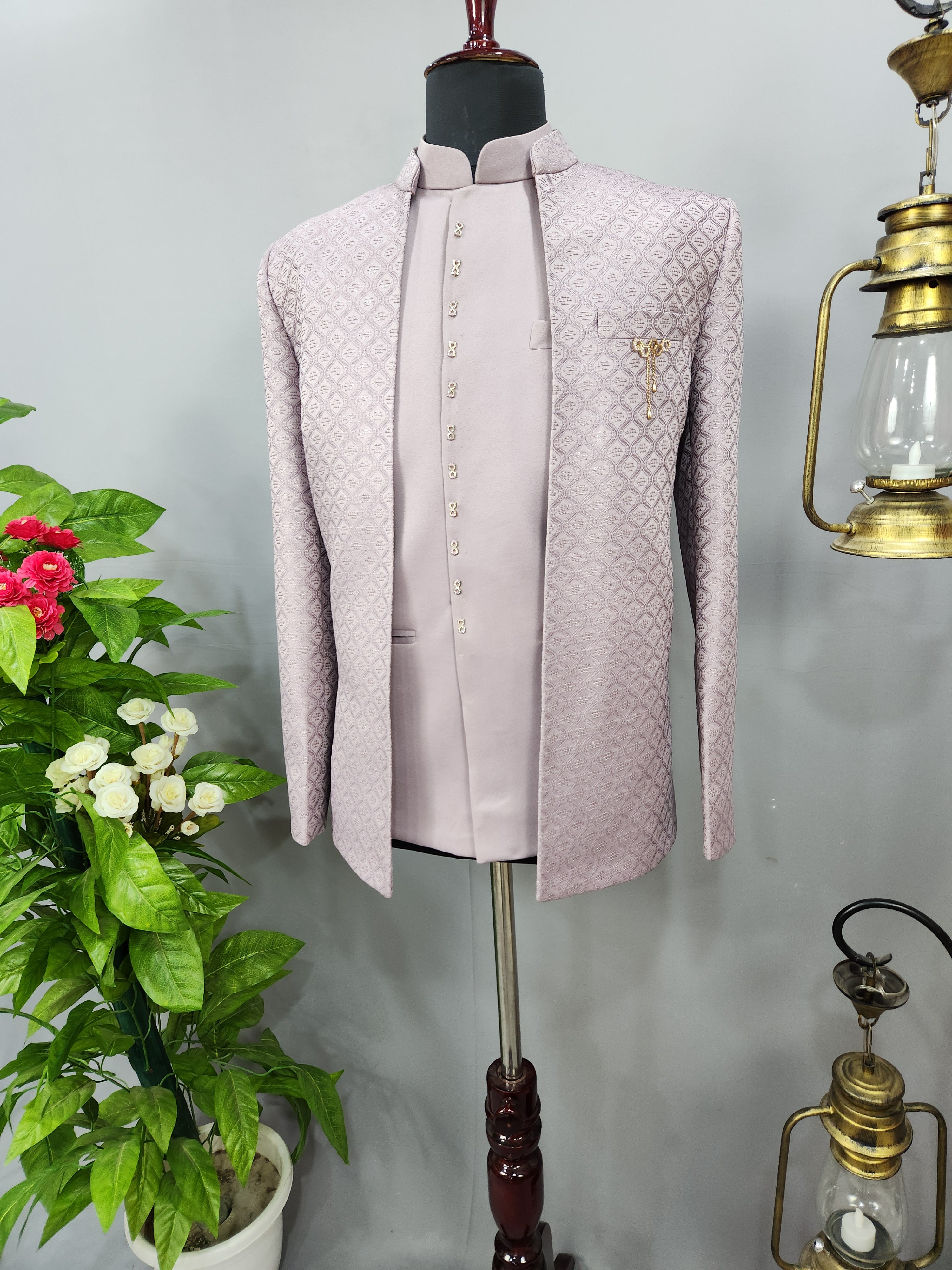 Lilac Lavender Jodhpuri Suit for Wedding – Custom Made | Indian Groom Outfit
