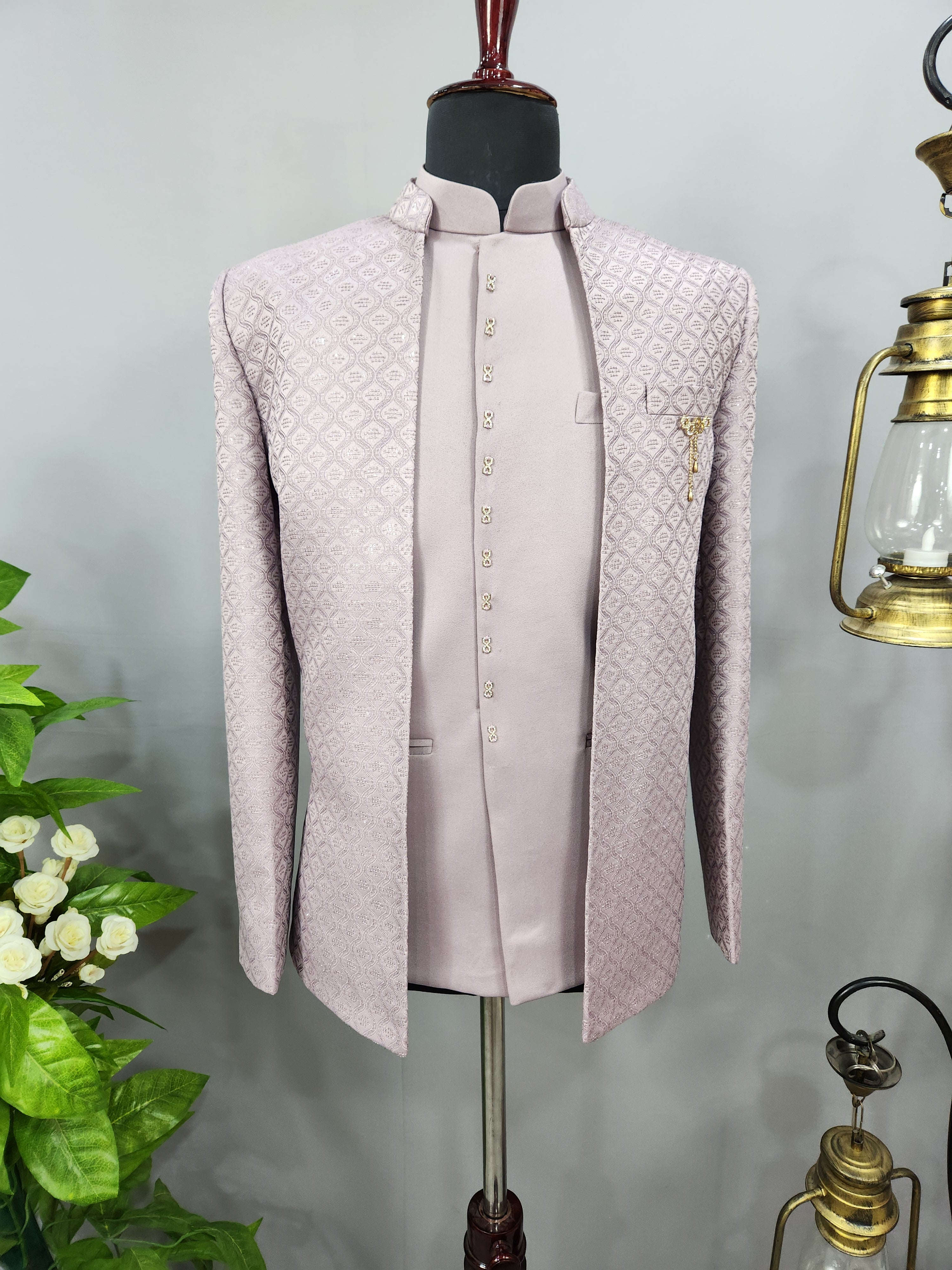Lilac Lavender Jodhpuri Suit for Wedding – Custom Made | Indian Groom Outfit
