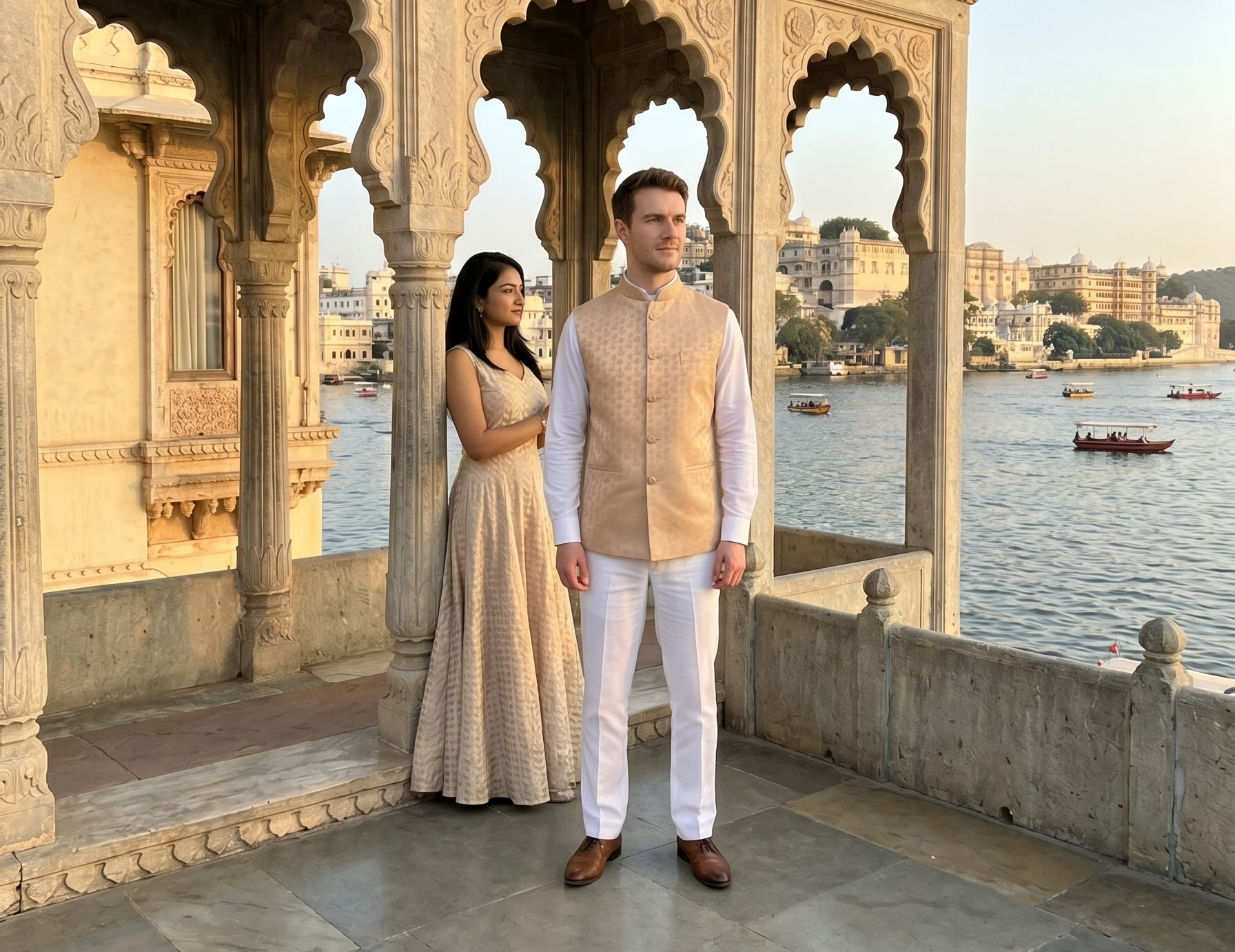 Peach Nehru Jacket for Men | Indian Ethnic Waistcoat for Weddings & Celebrations