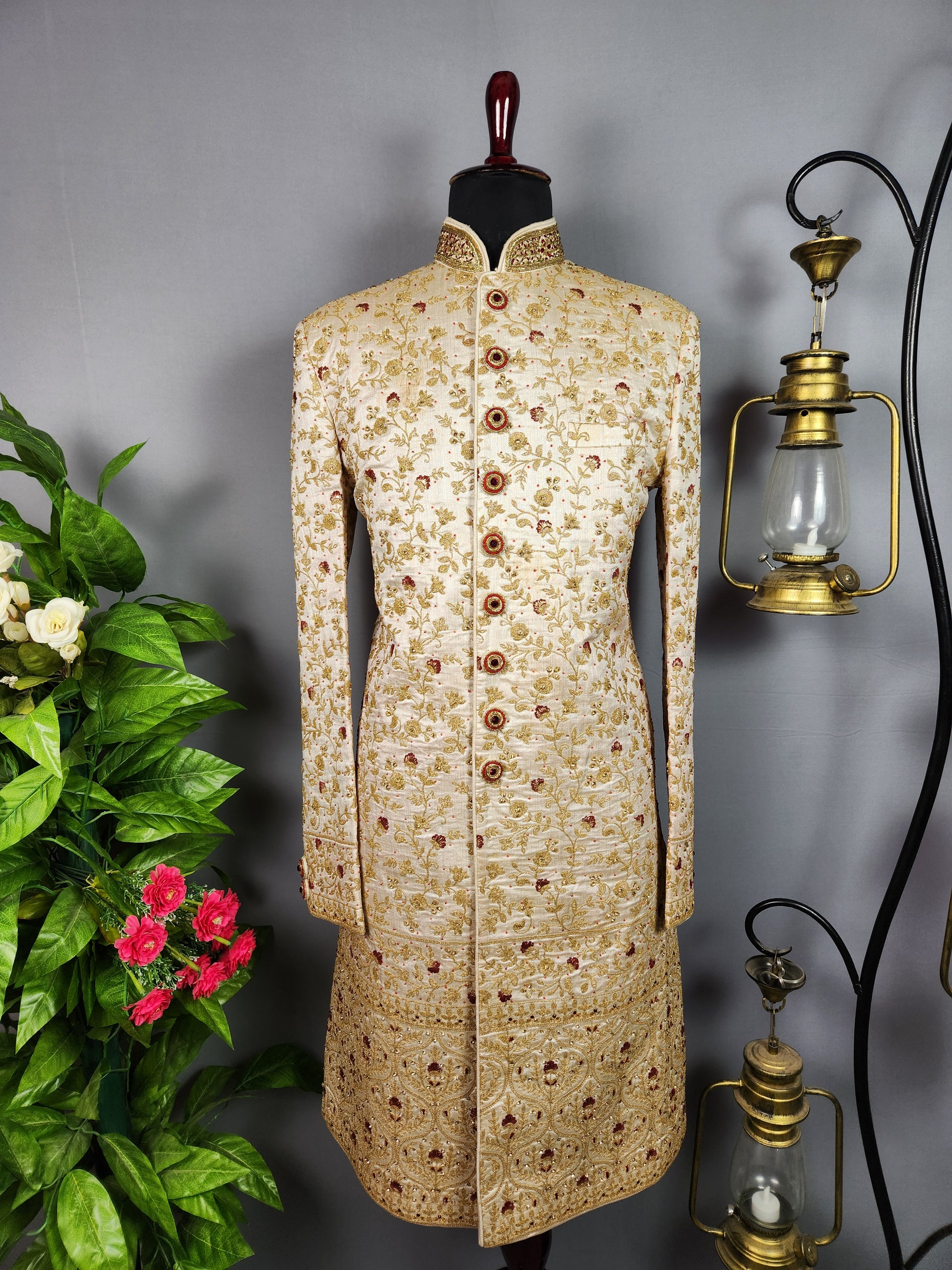 off White Sherwani for Groom  -   Indian Wedding Outfit for Men

