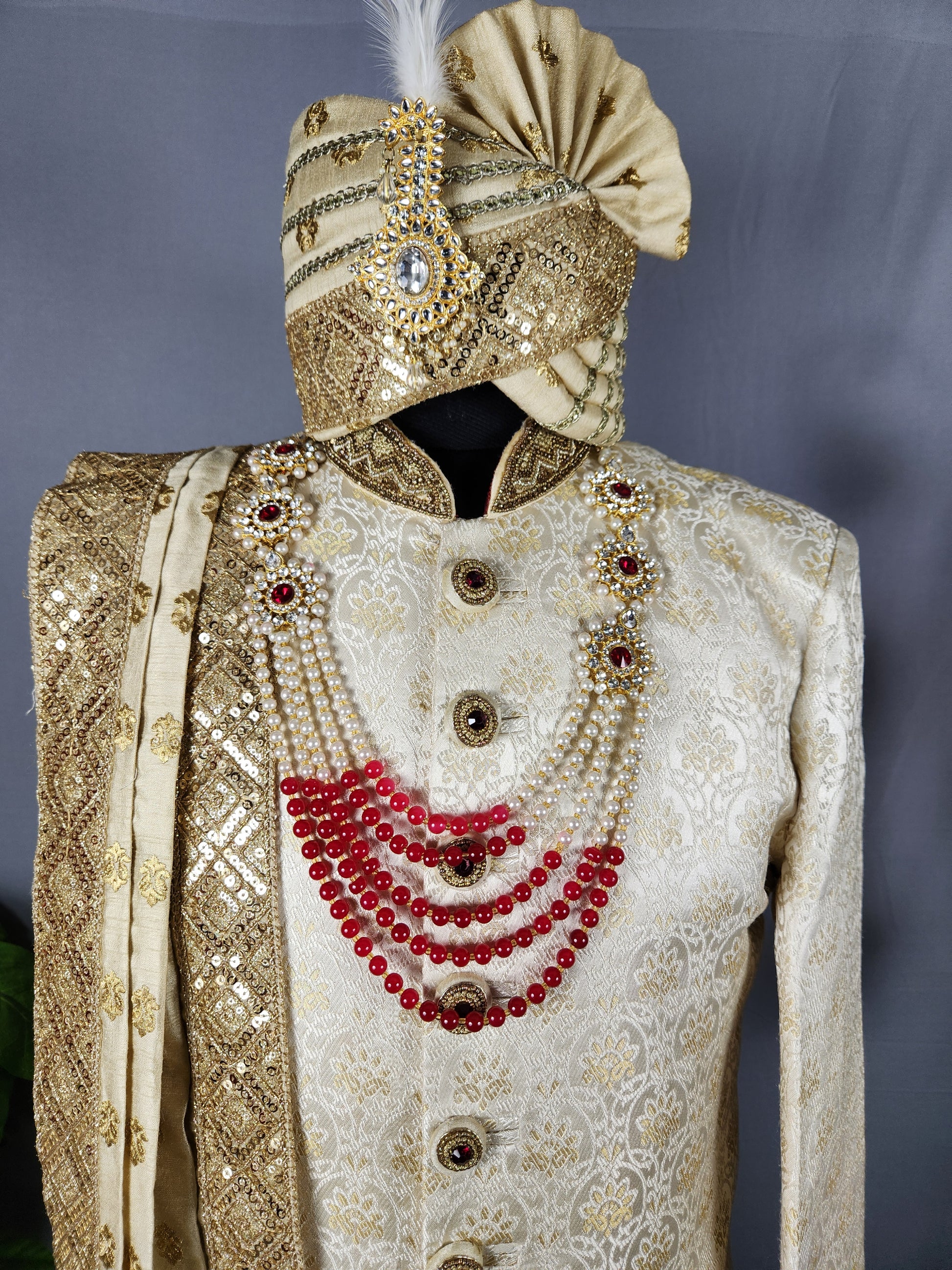 Off-White Rajput Groom Sherwani Achkan 