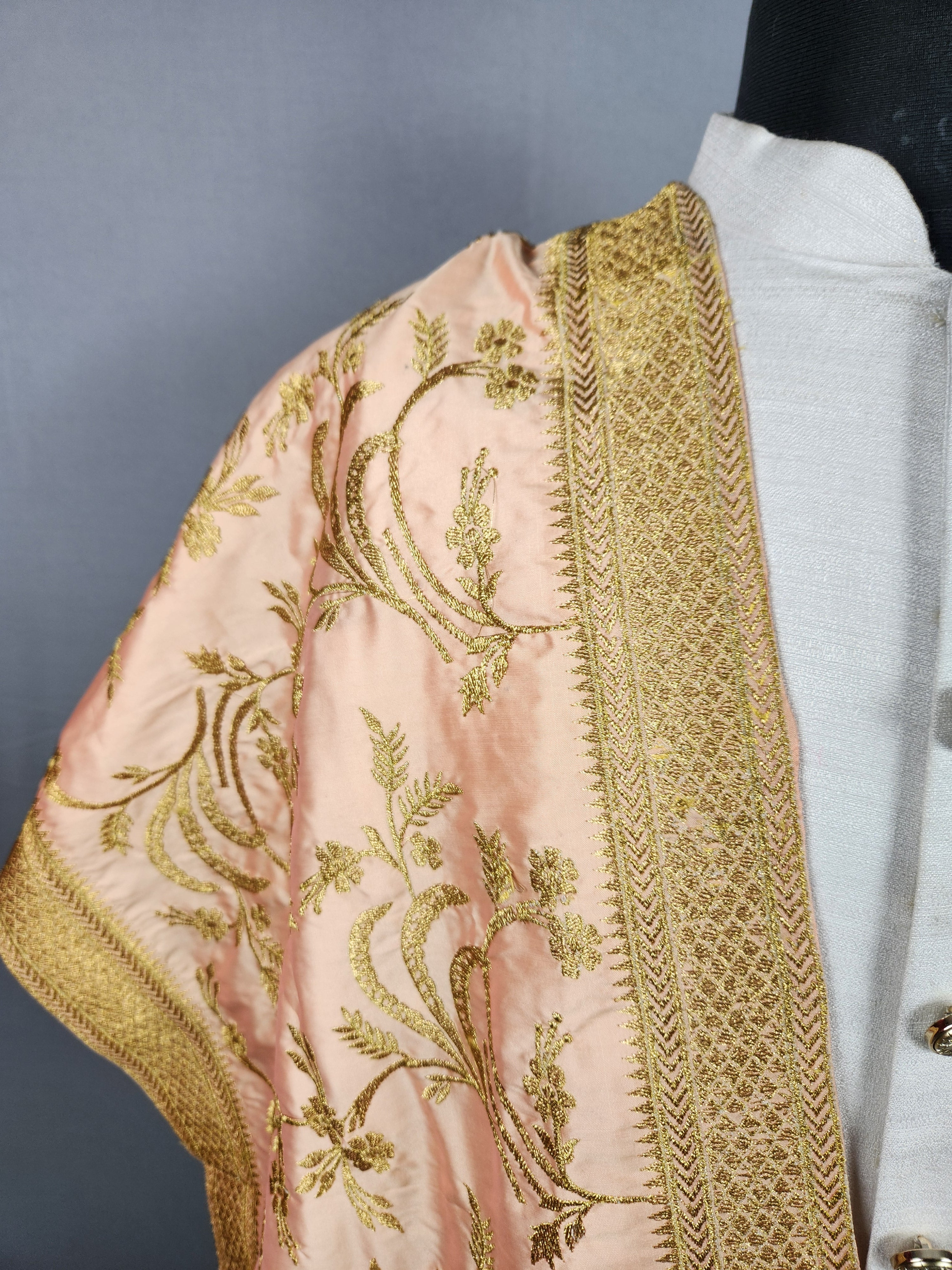 Peach Groom Stole - Zari Embroidery | Shawl For Men
