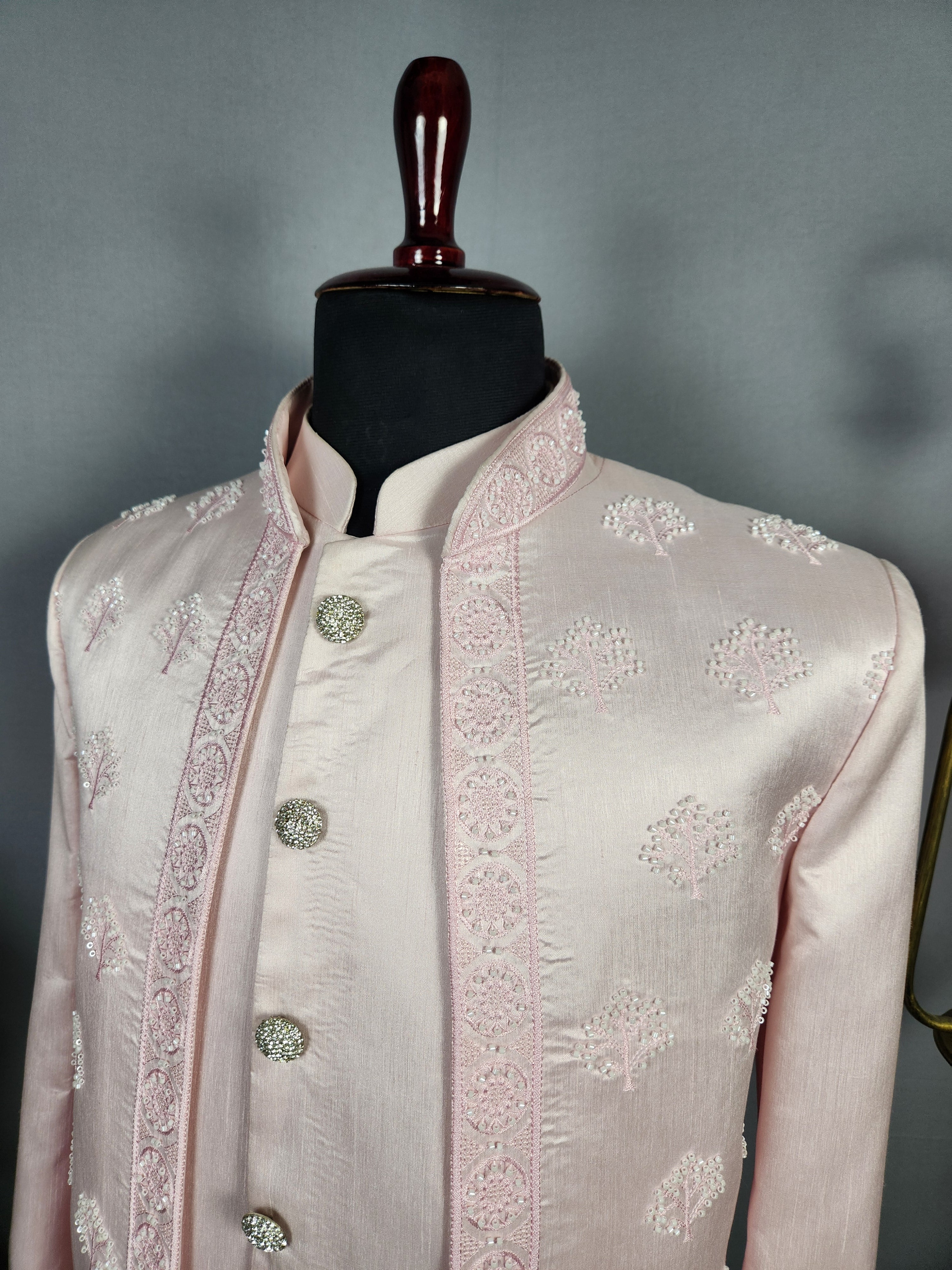 Baby Pink Indo-Western Sherwani for Men 