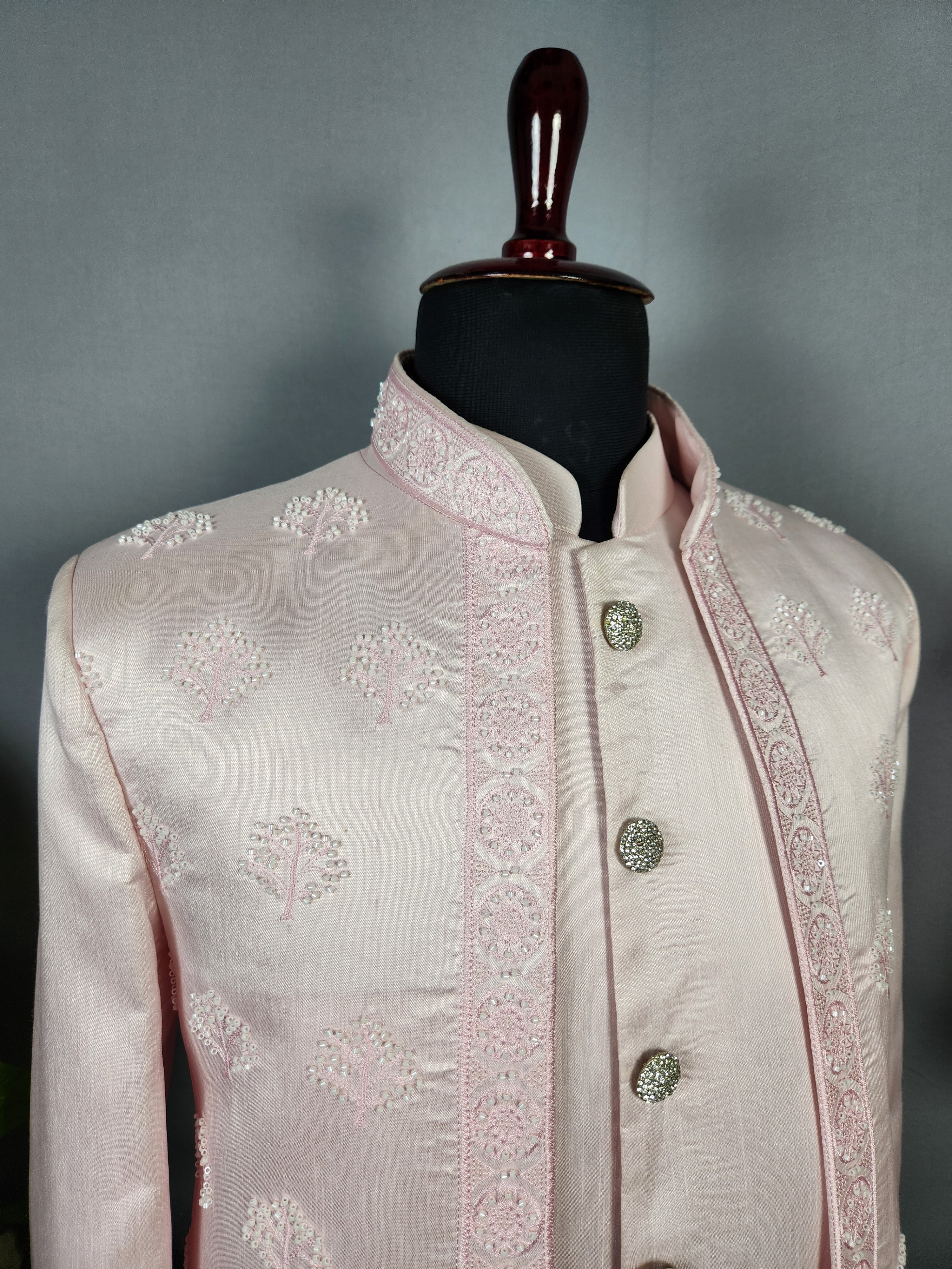 Baby Pink Indo-Western Sherwani for Men 