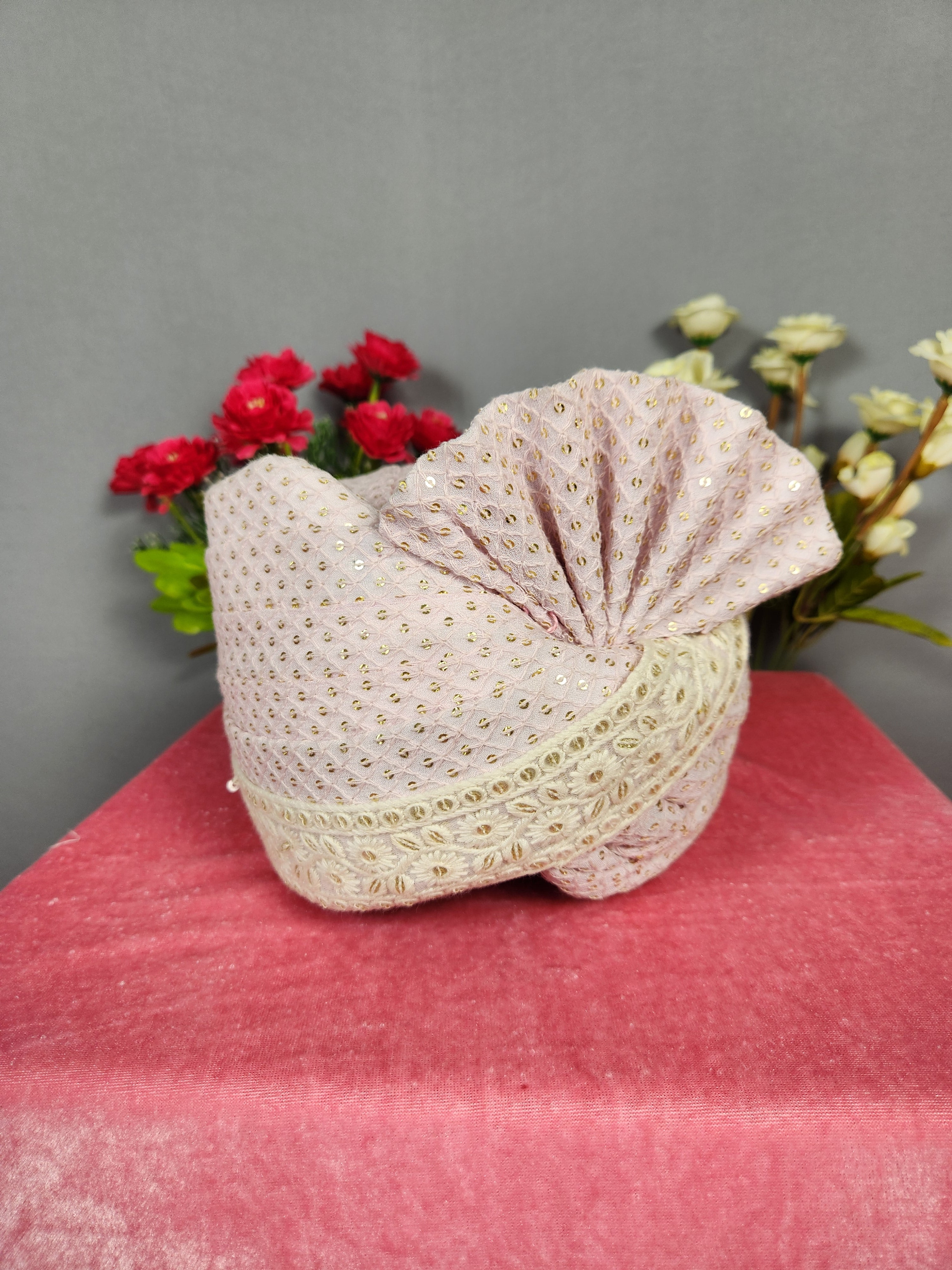 Pink Groom Turban Shawl Set