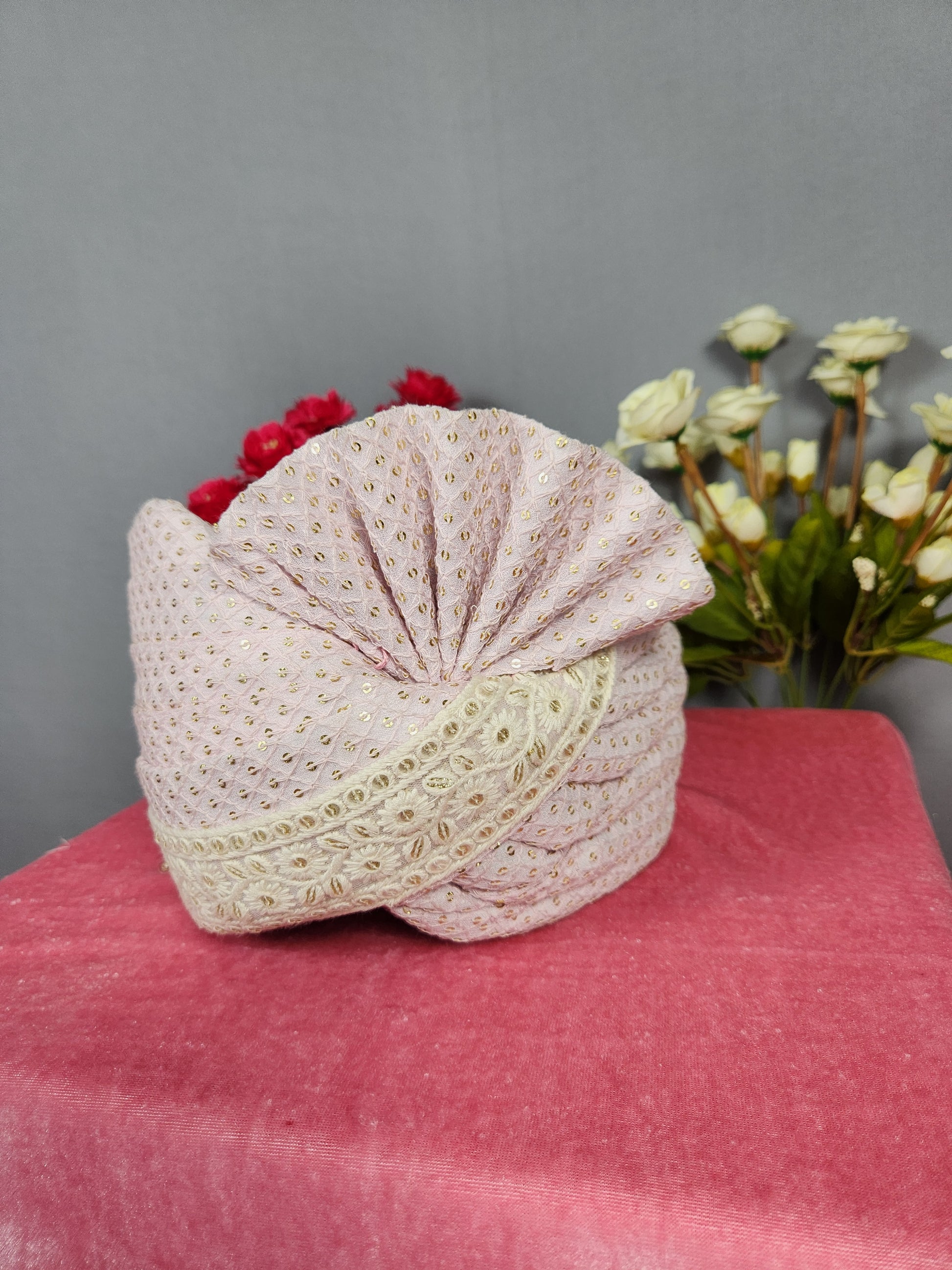 Pink Groom Turban Shawl Set