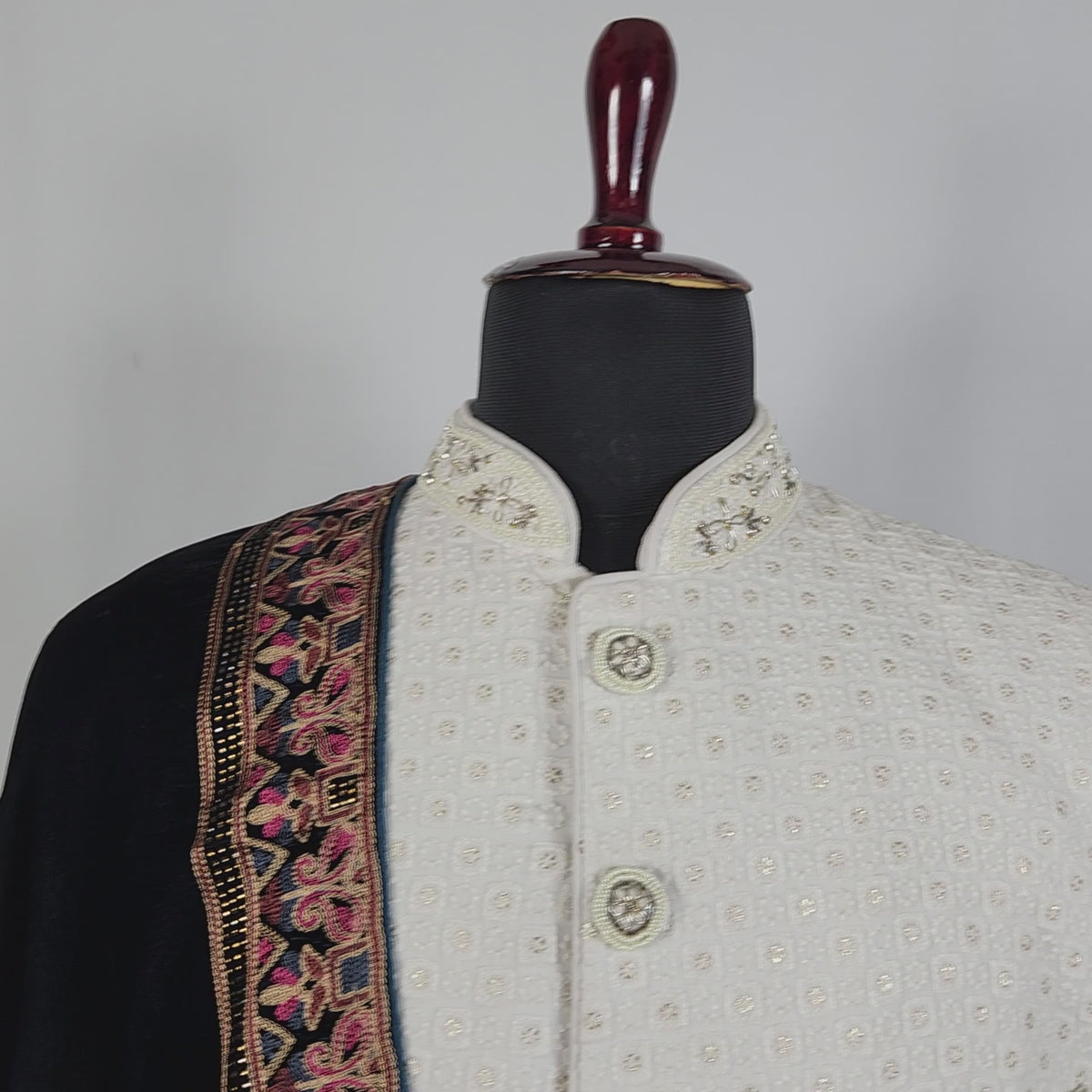 Turquoise Groom Stole - Multi Color Embroidery | Shawl For Men