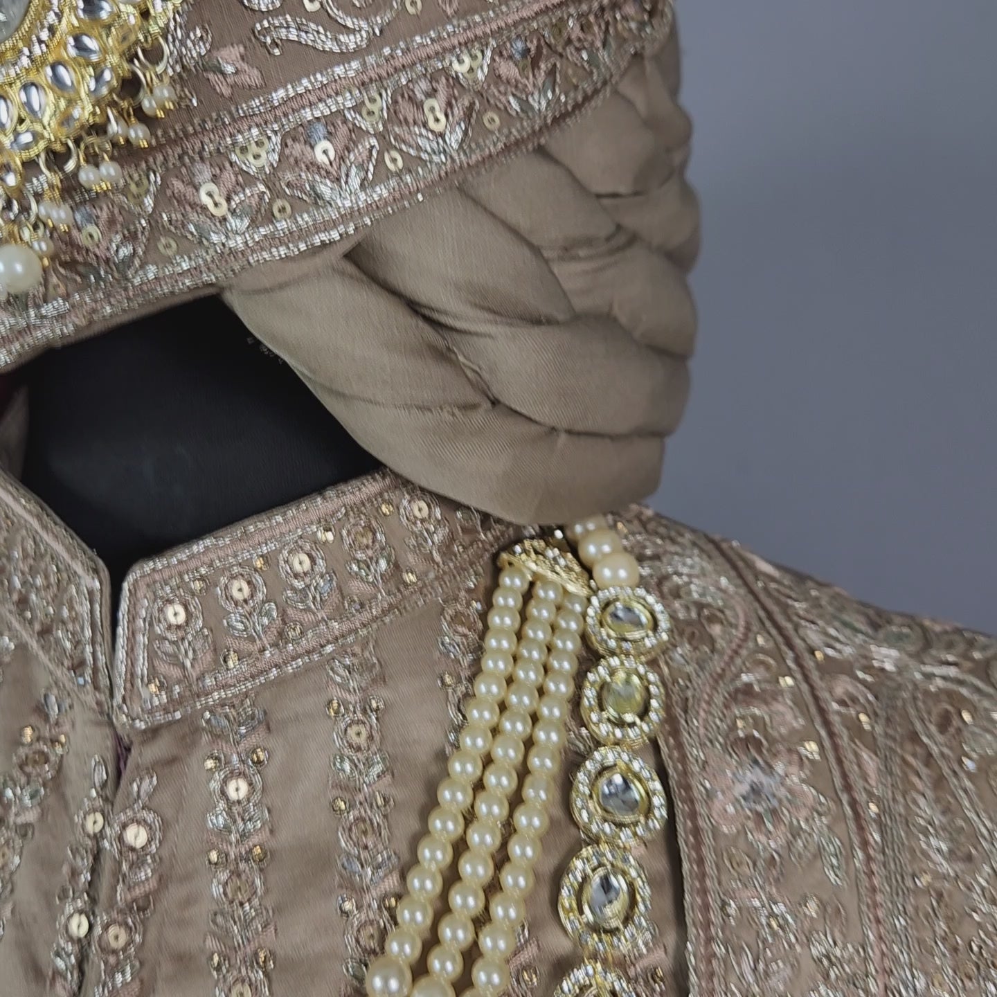 Golden Brown Groom Sherwani - Zari Embroidery | Sherwani For Men