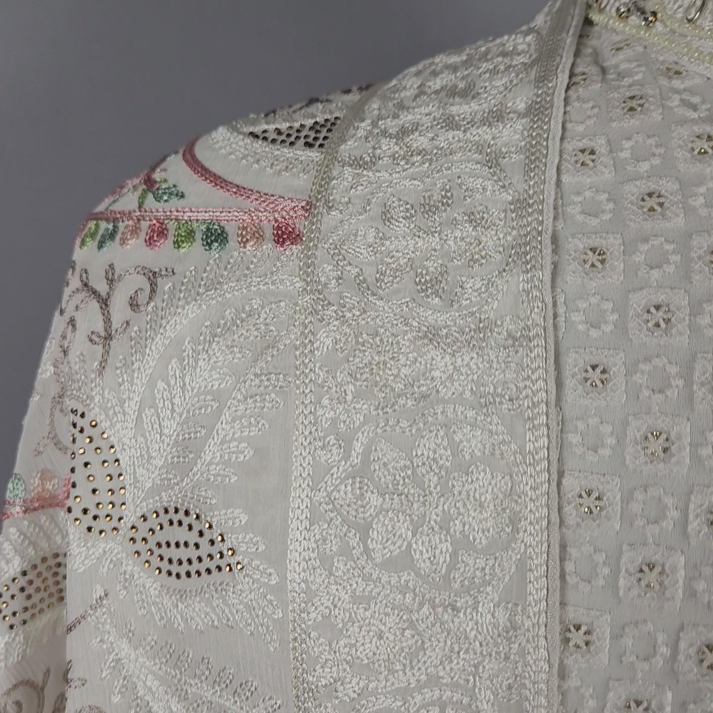 White Groom  Shawl - White Chikankari Wedding Shawl