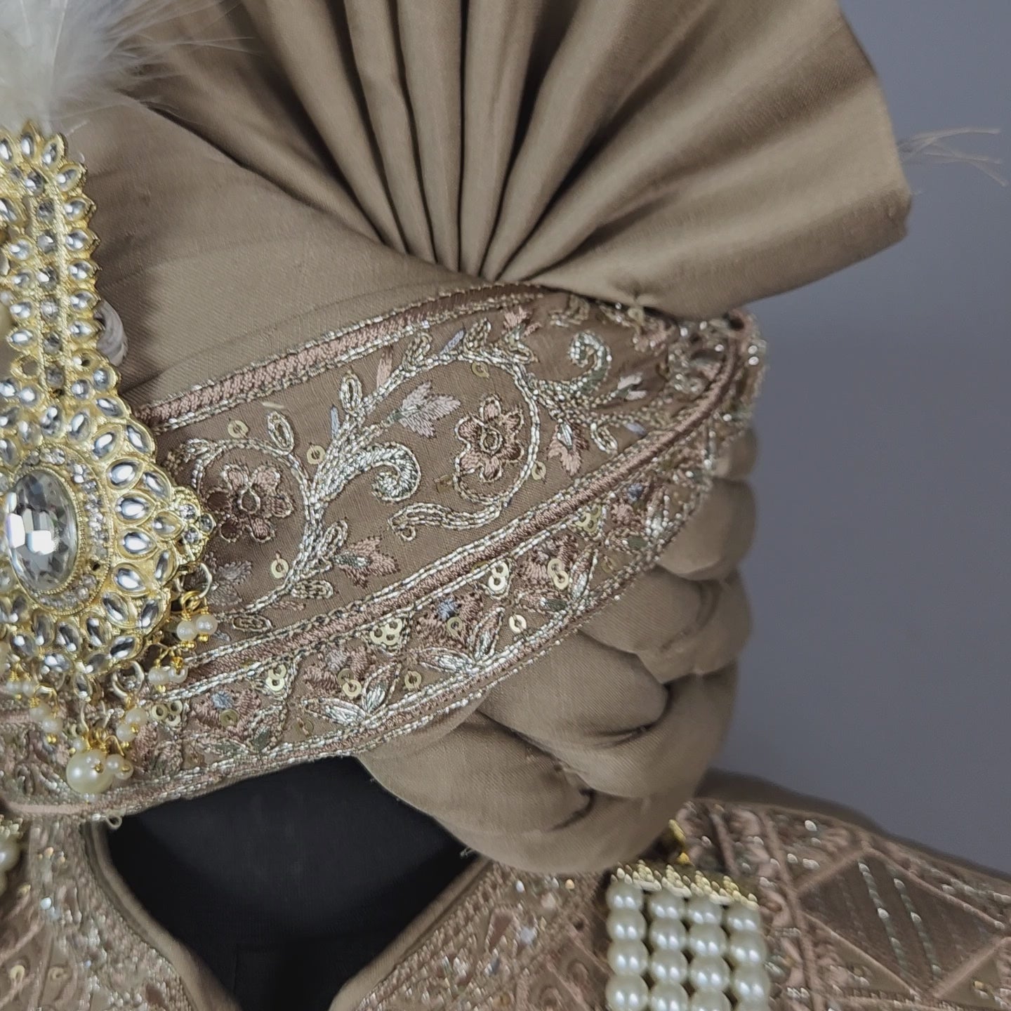 Golden Brown Groom Sherwani - Zari Embroidery | Sherwani For Men