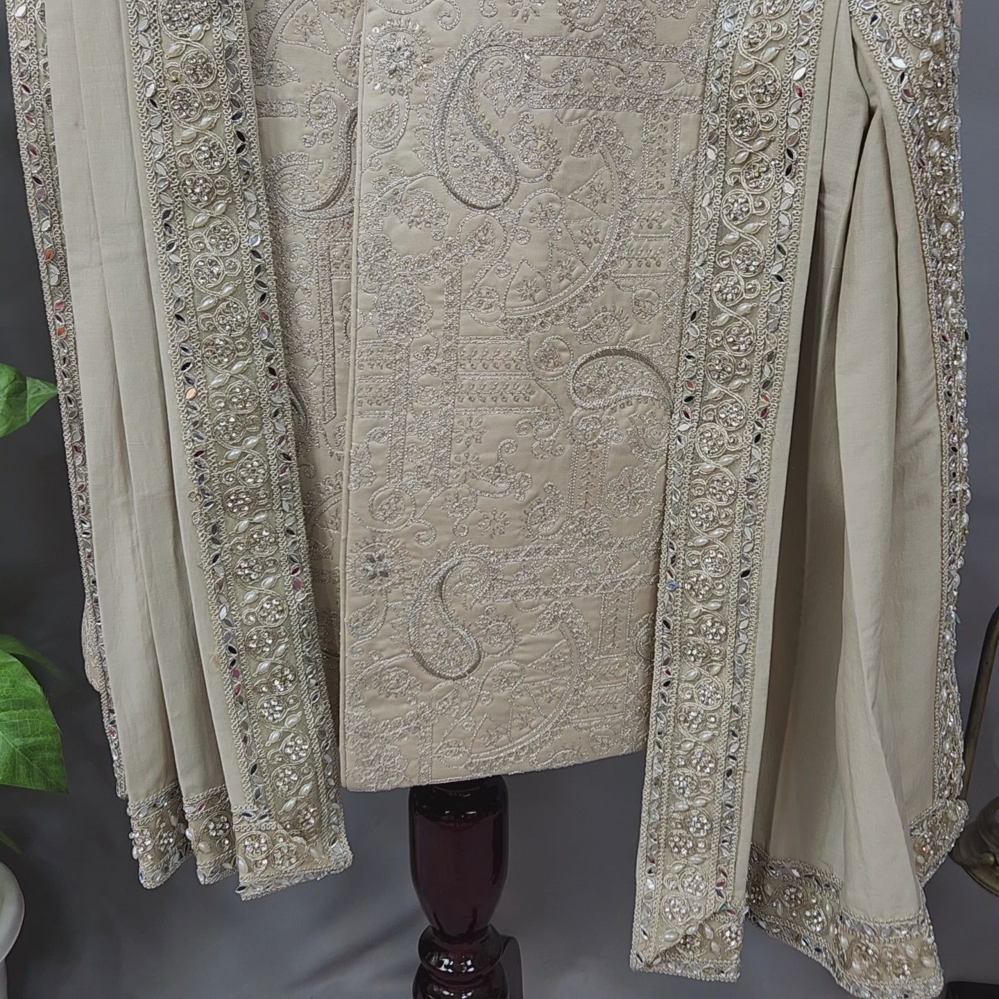 Champagne Golden Wedding Groom Sherwani - Royal Design  | Sherwani For Men