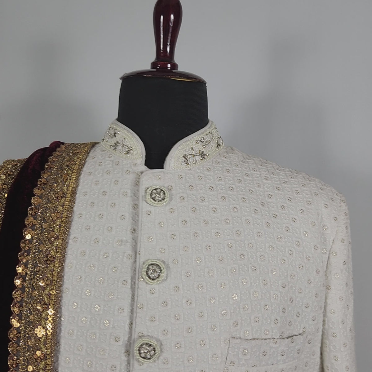 Red Groom Shawl - Golden Embroidery | Shawl For Men