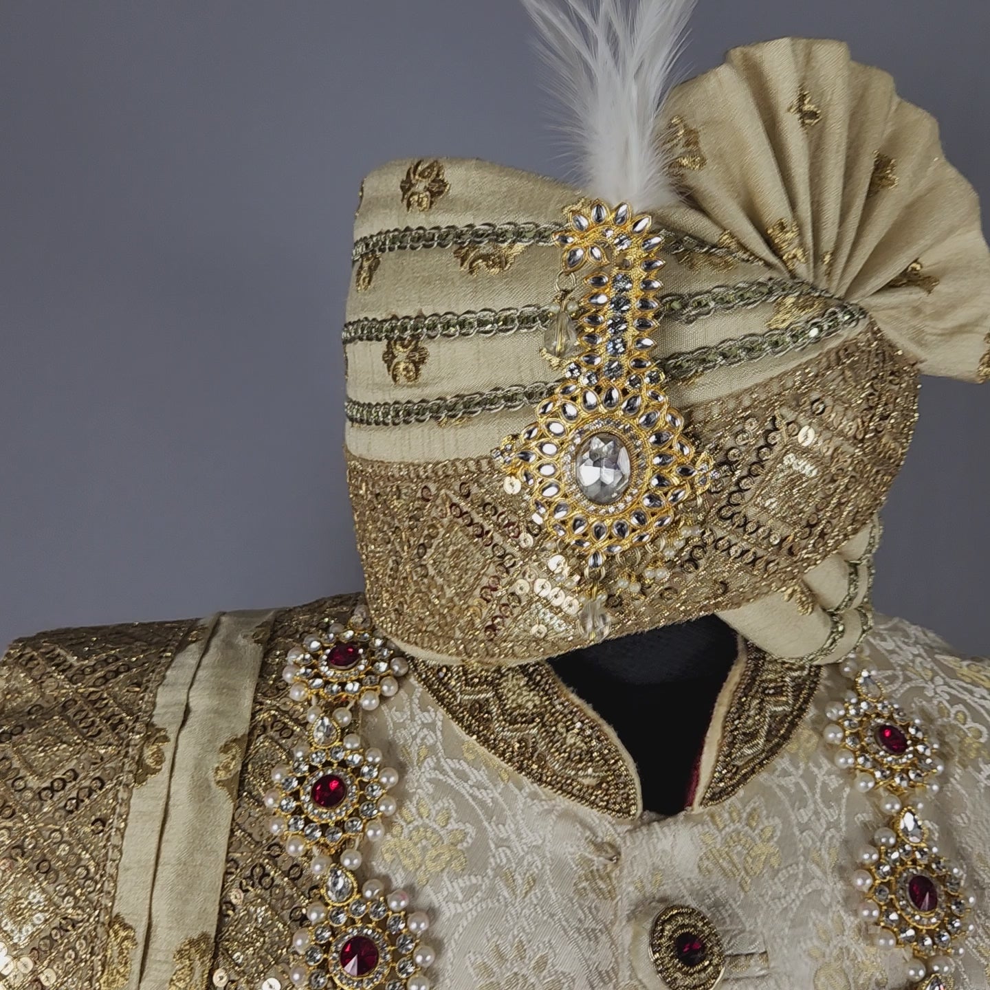 Off-White Rajput Groom Sherwani Achkan 