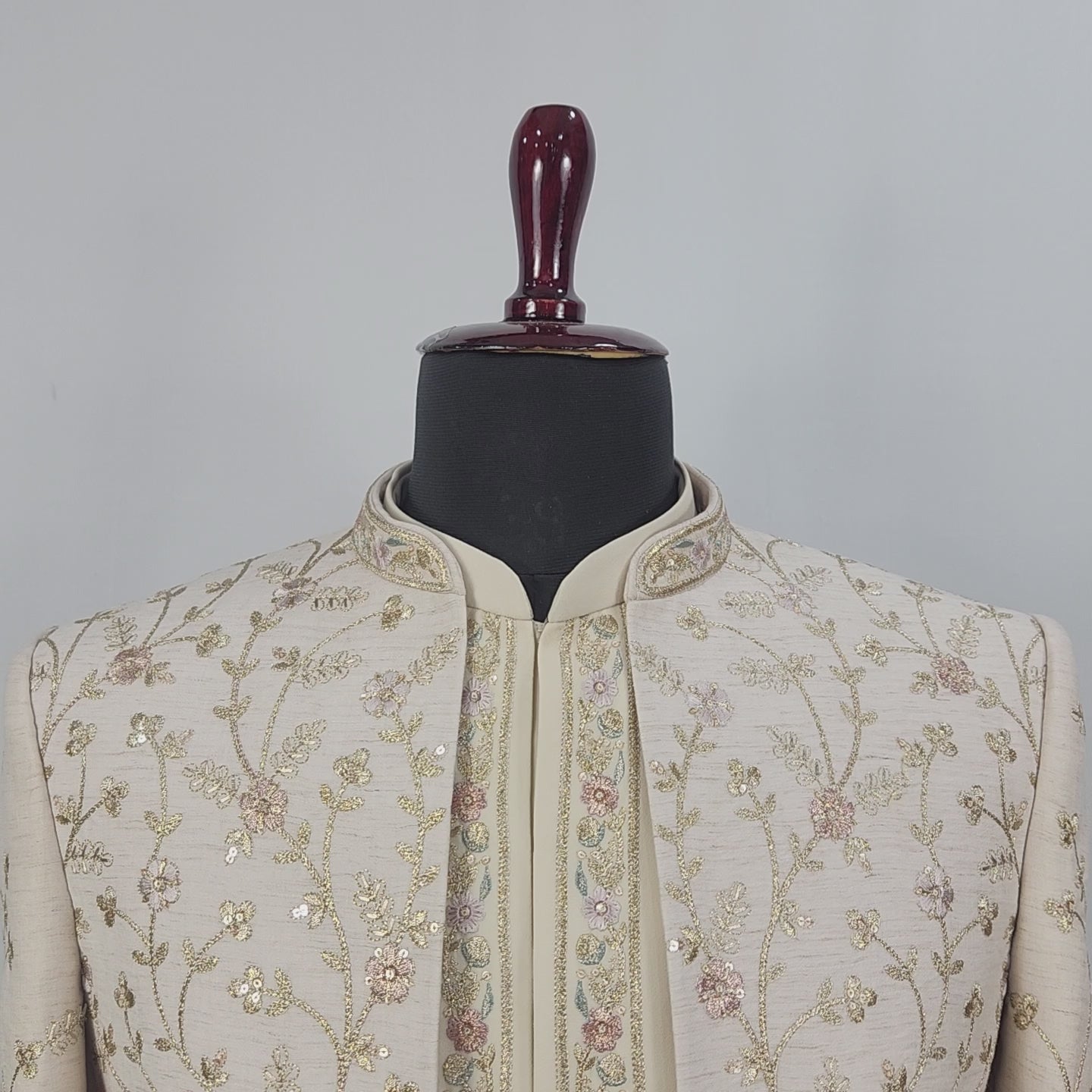 Cream Indo-Western Sherwani for Men | Indian Groom Wedding Outfit