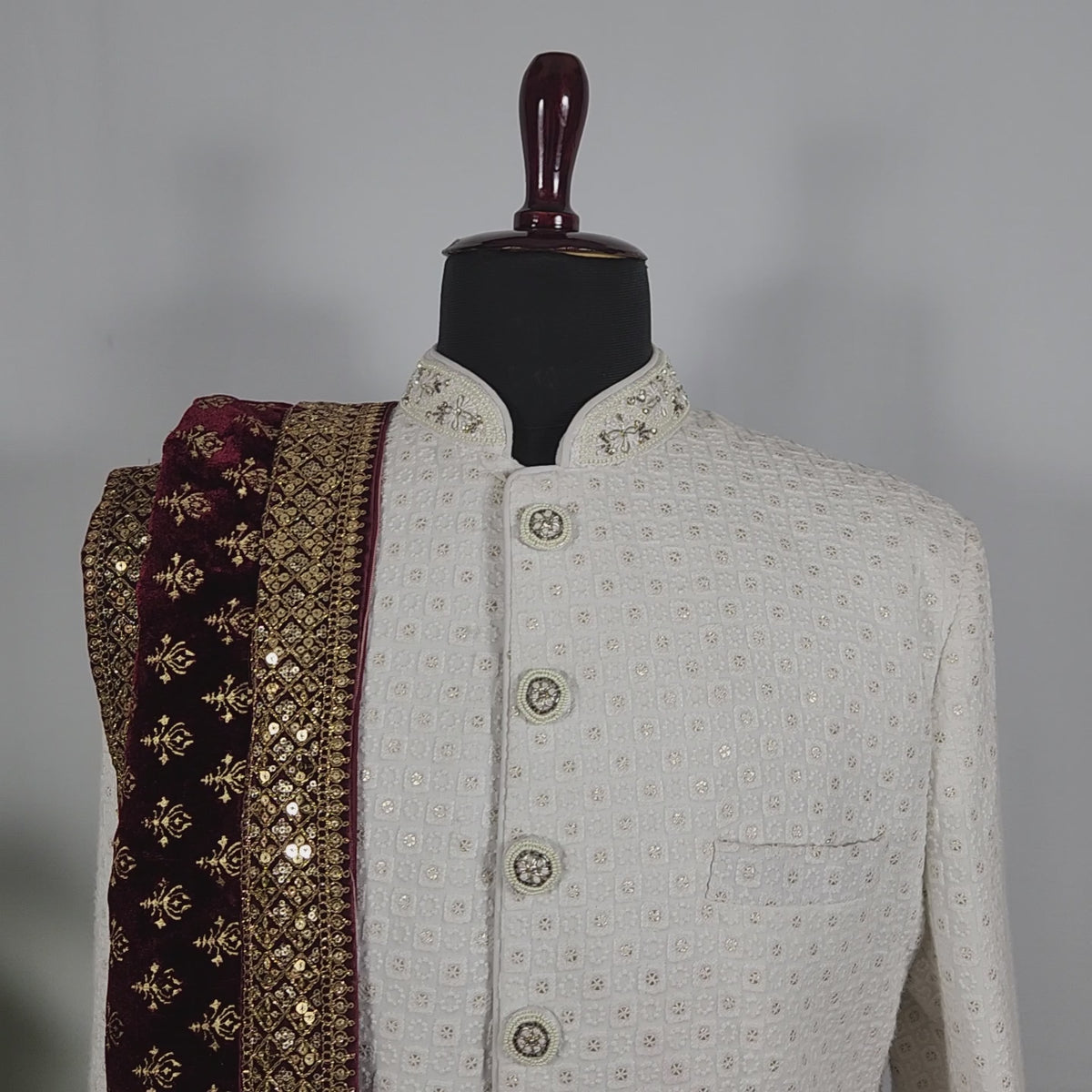 Red Groom Shawl - Golden Embroidery | Shawl For Men