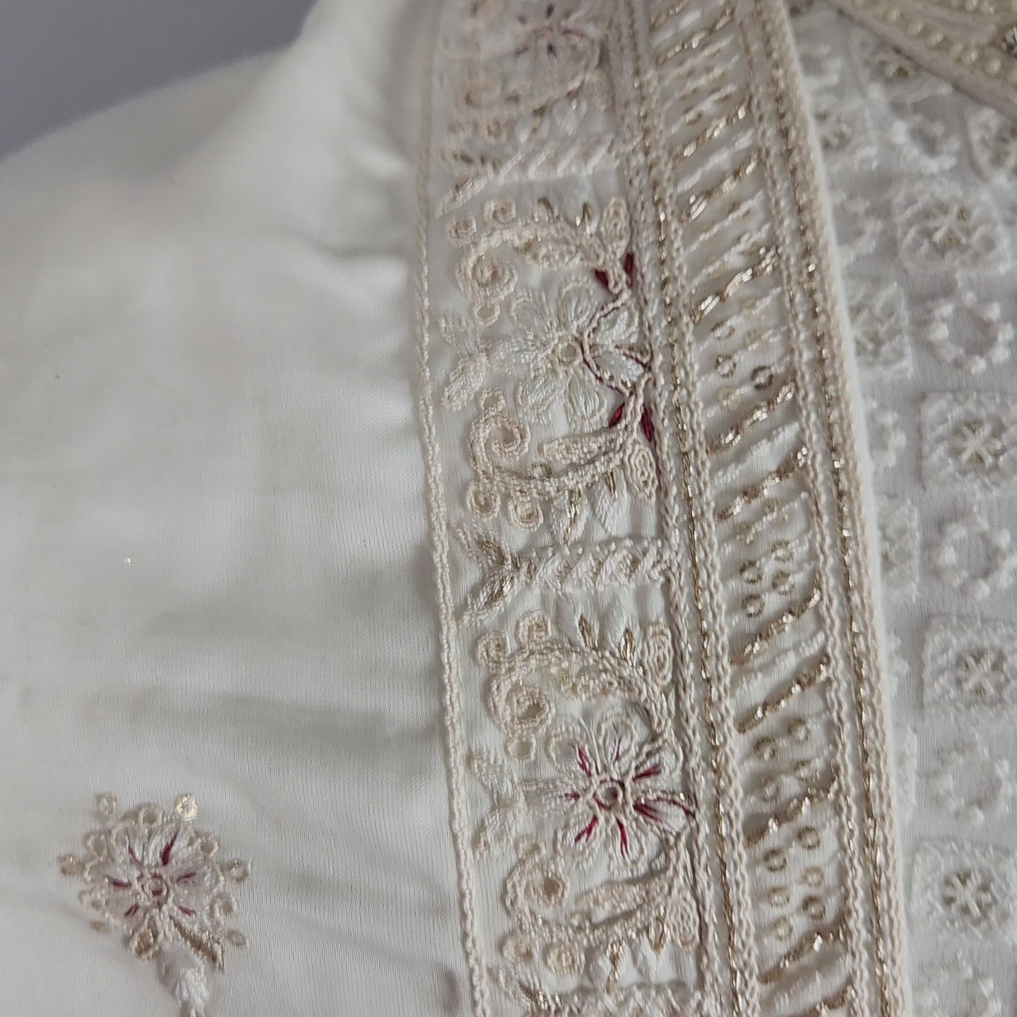 White Groom Stole With Peacock Design