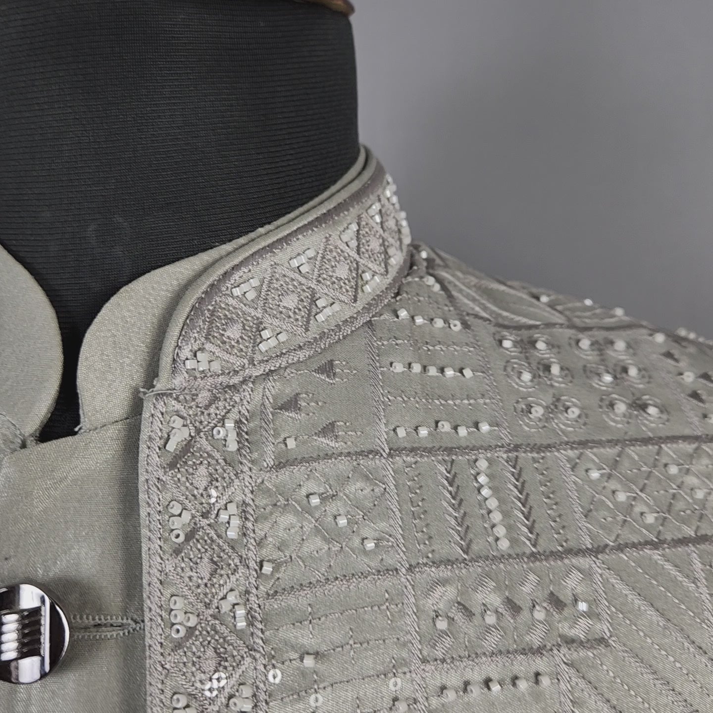 Gray Indo-Western Sherwani for Groom  -   Indian Wedding Outfit for Men
