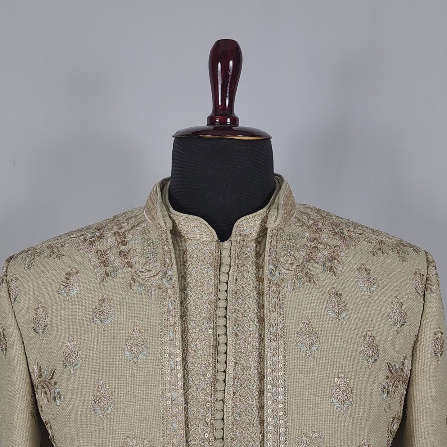 Champagne Beige Indo-Western Sherwani for Men | Indian Groom Wedding Outfit