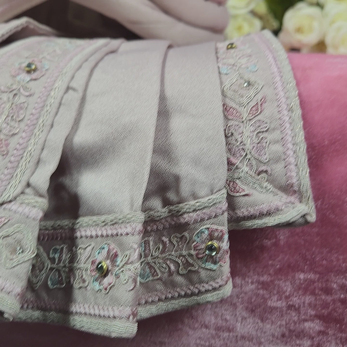 Dusty Rose Groom Turban Shawl With Stone Work | Dupatta Safa Set For Men