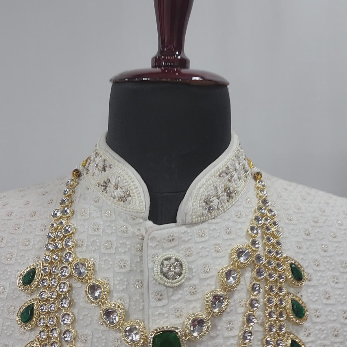 Emerald Kundan Necklace Groom | Wedding Mala For Sherwani