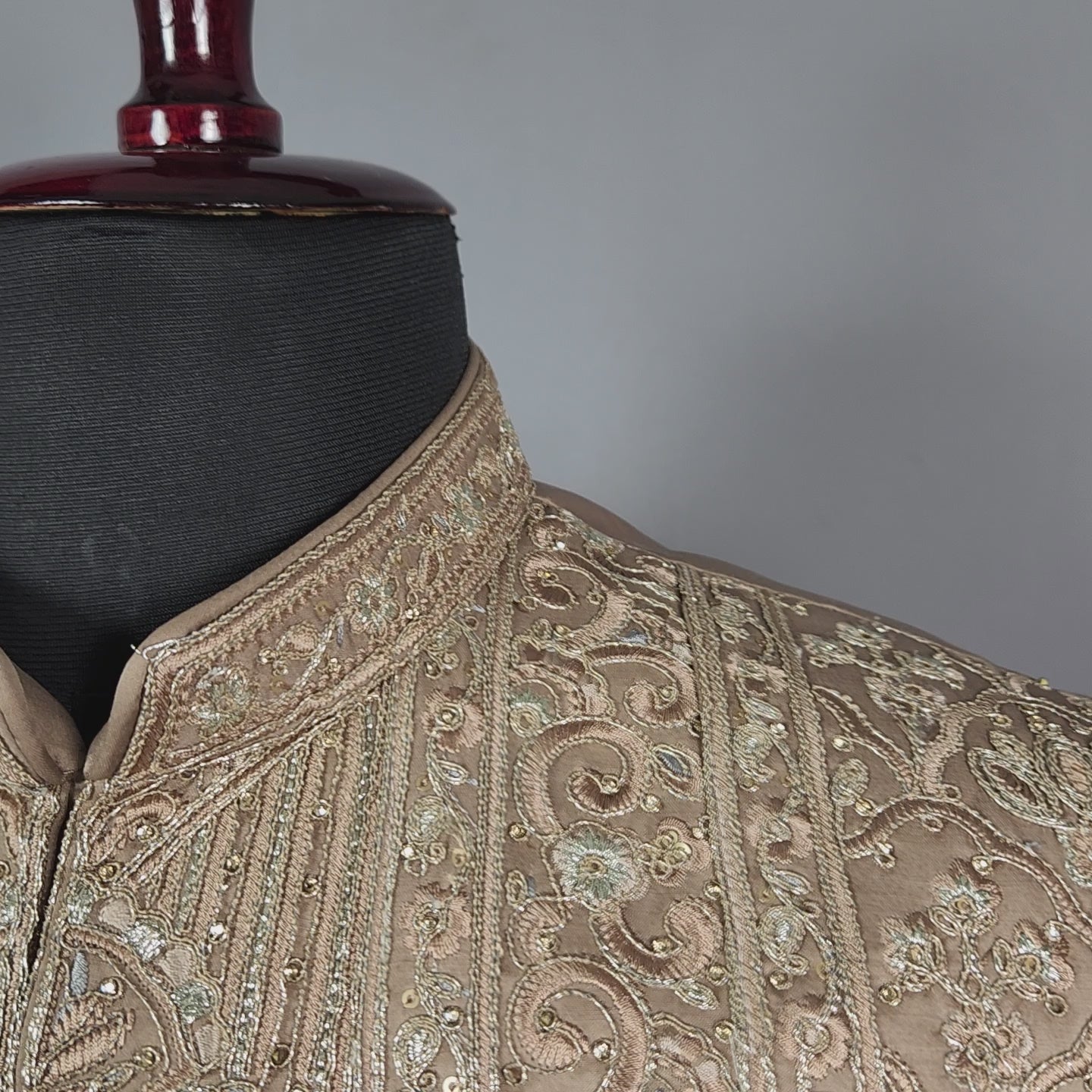 Golden Brown Groom Sherwani - Zari Embroidery | Sherwani For Men
