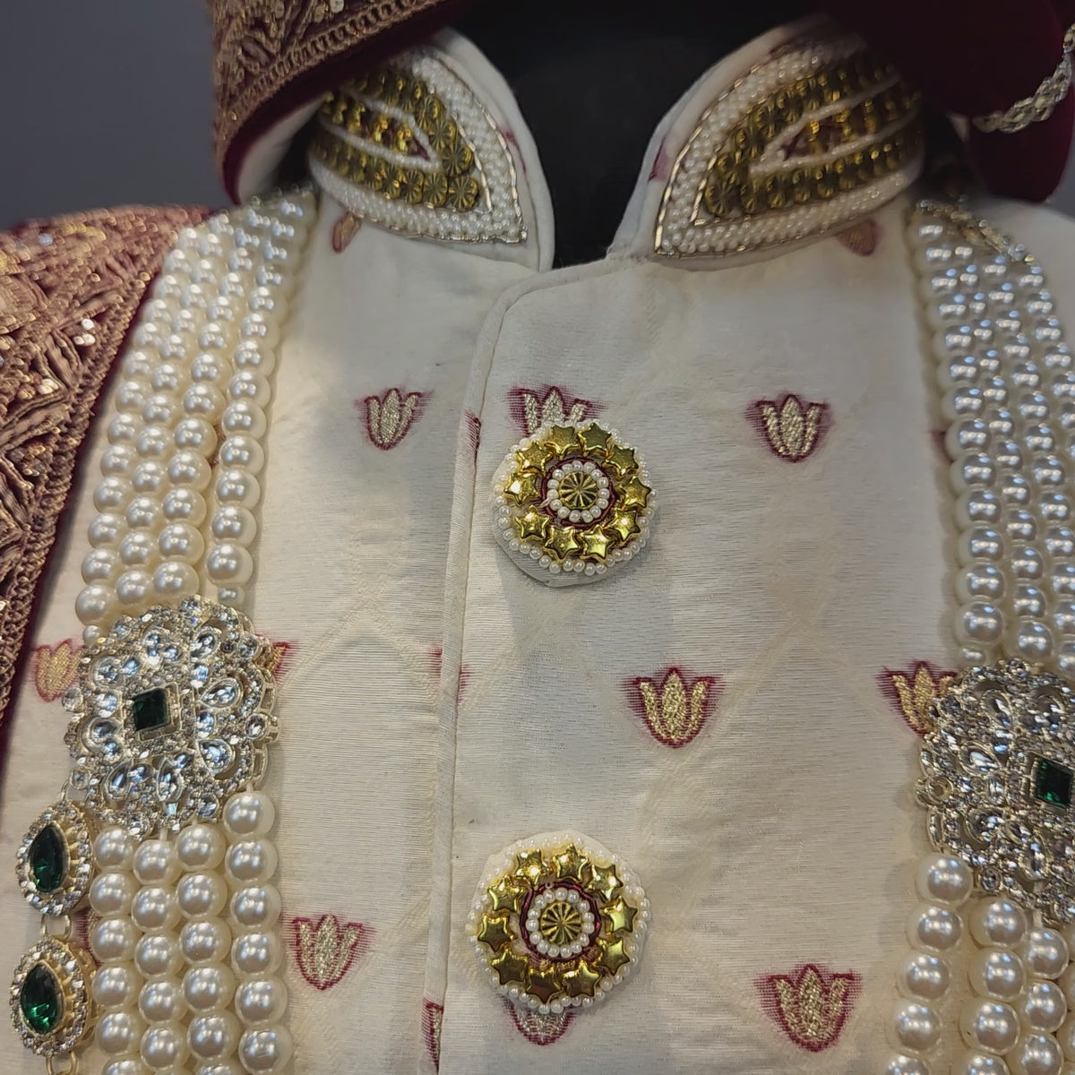 White Wedding Groom Sherwani - Benarasi Fabric | Sherwani For Men