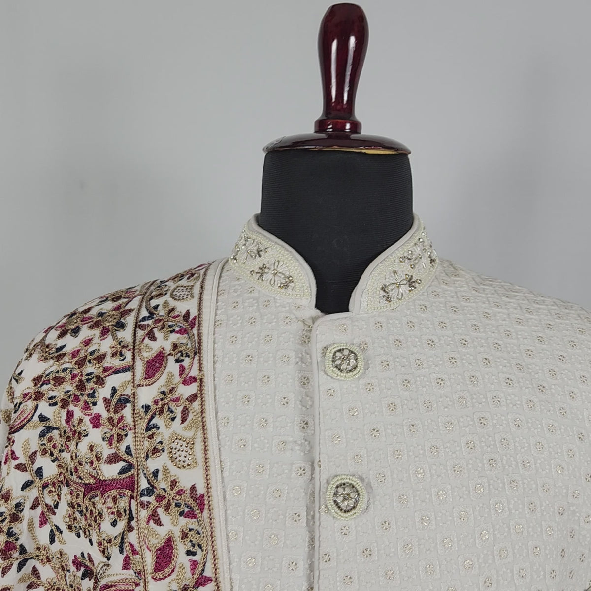 White Groom Stole - Gold Printed | Shawl For Men