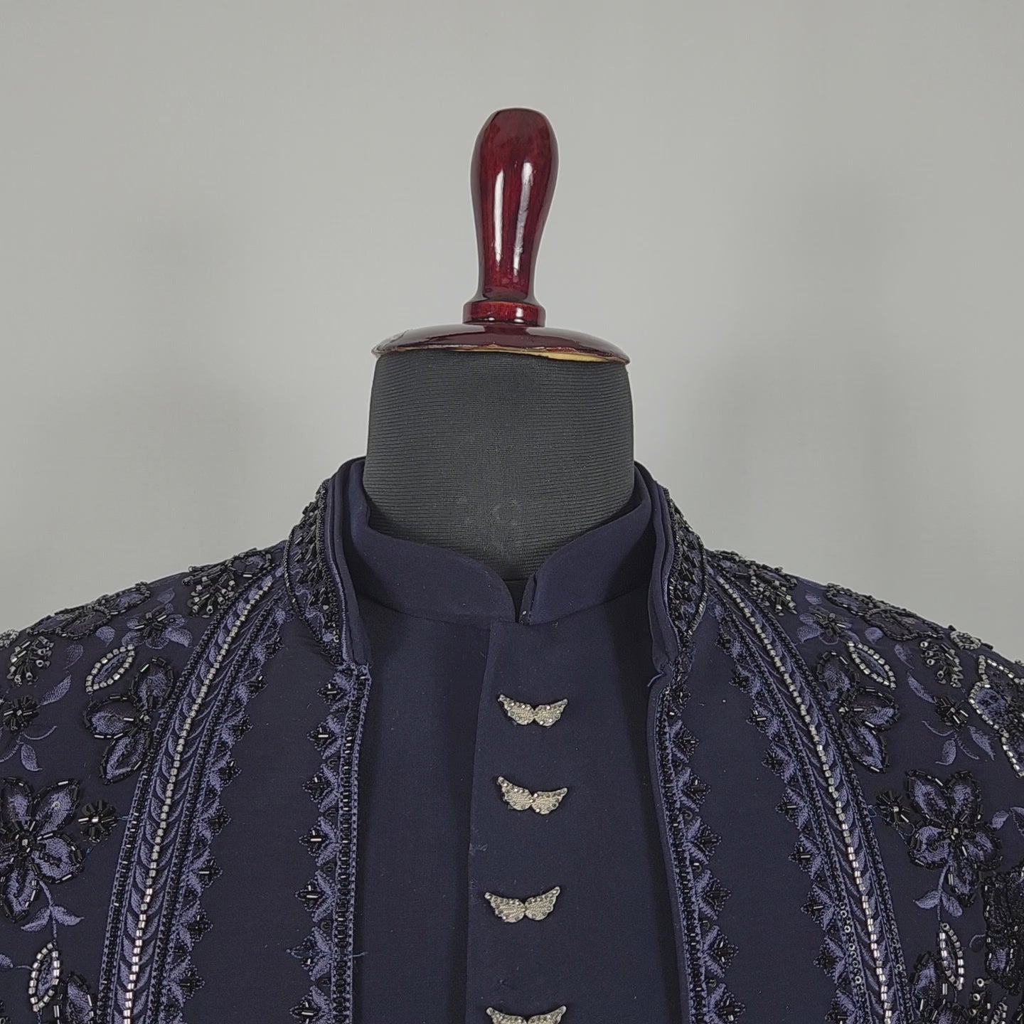Blue Indo-Western Sherwani for Men | Indian Groom Wedding Outfit