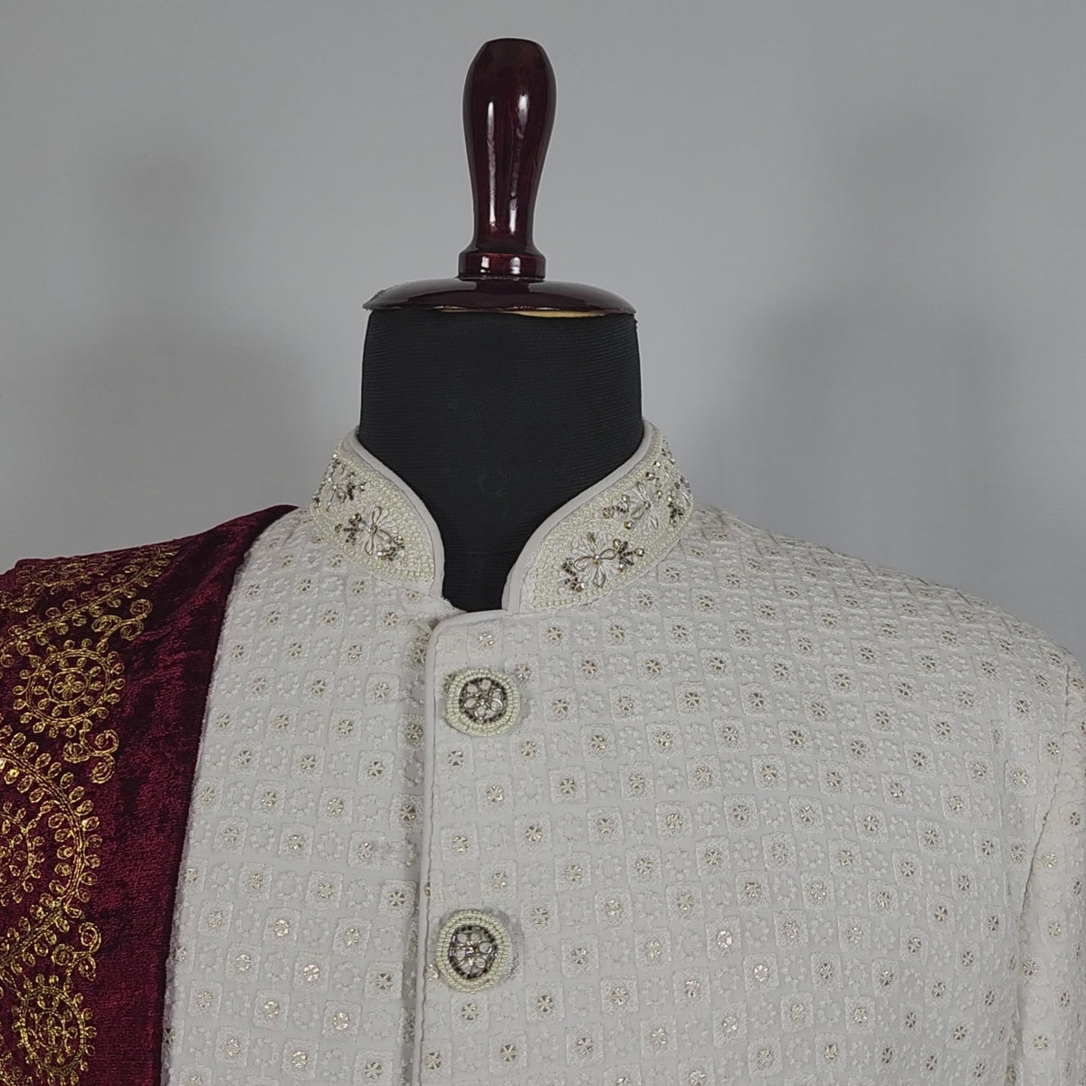 Red Groom Shawl - Golden Embroidery | Shawl For Men