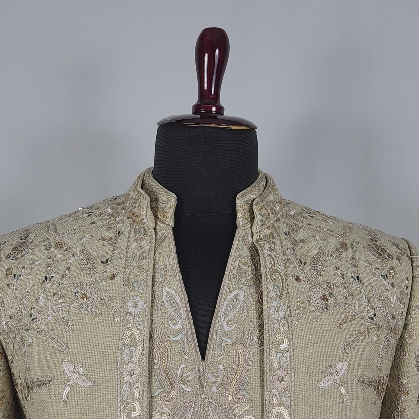 Champagne Beige Indo-Western Sherwani for Men | Indian Groom Wedding Outfit