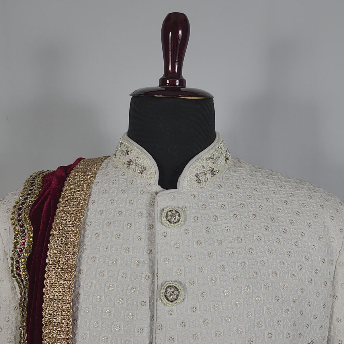 Red Groom Shawl - Golden Embroidery | Shawl For Men