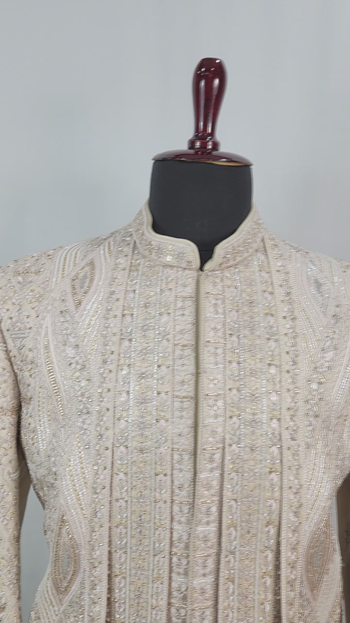 Rose Gold Wedding Groom Sherwani - 3 layer Beads Studded | Sherwani For Men