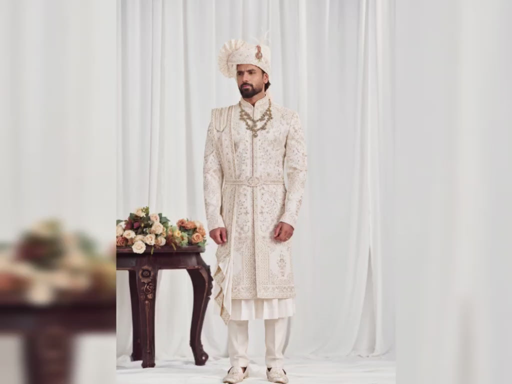 White Wedding Groom Sherwani - Anarkali Kurta Design | Sherwani For Men
