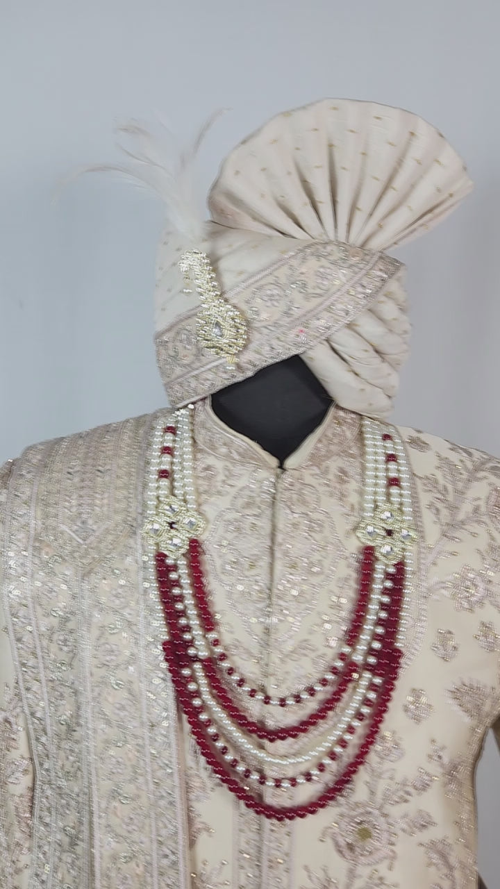 Champagne Golden Wedding Groom Sherwani - Diamond Zari Embroidery | Sherwani For Men