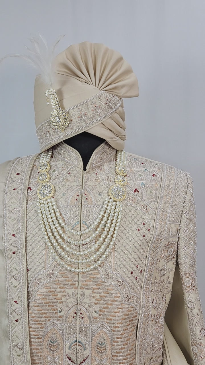 Golden Groom Sherwani - Layered Design | Sherwani For Men