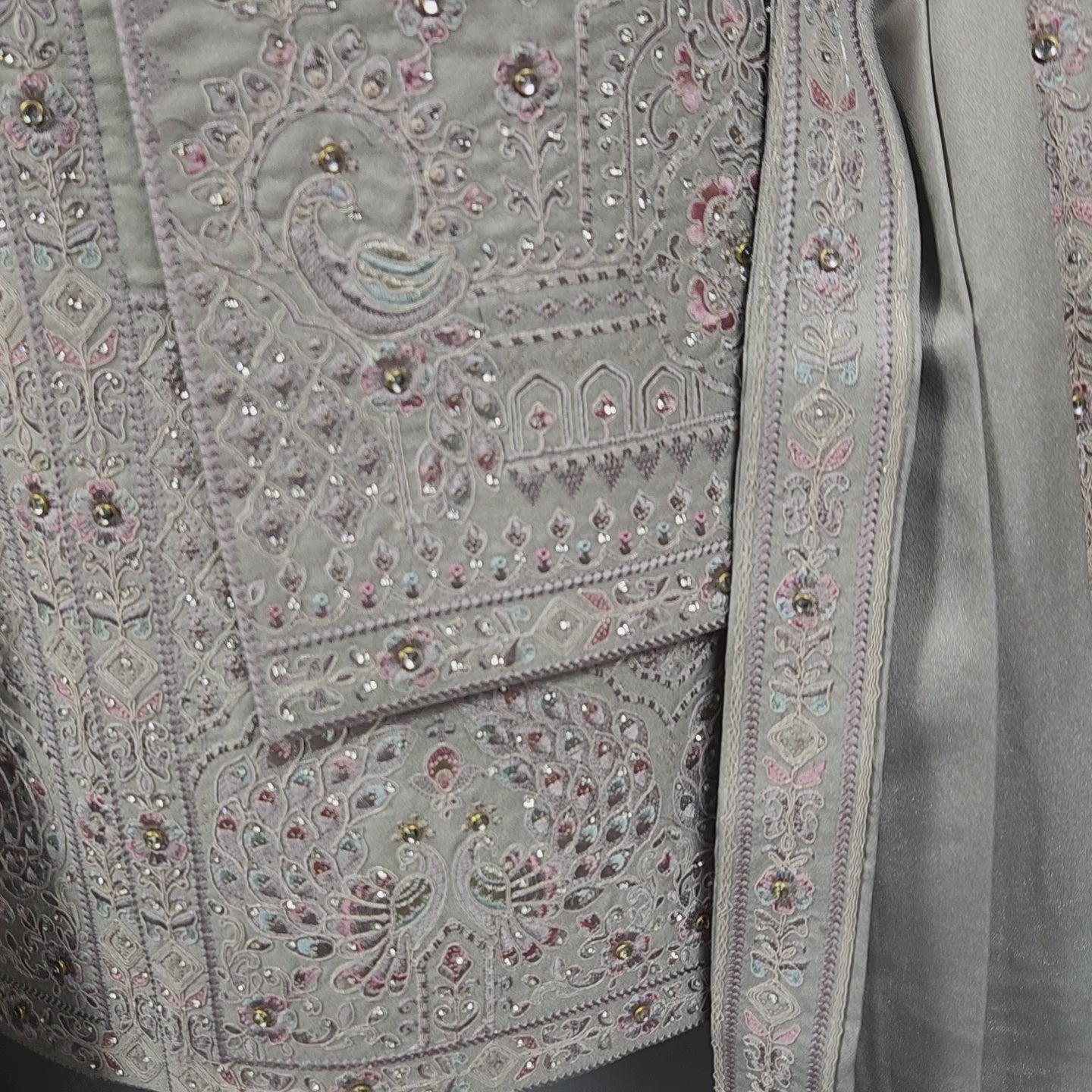Gray Wedding Groom Sherwani - Diamond Studded Work | Sherwani For Men