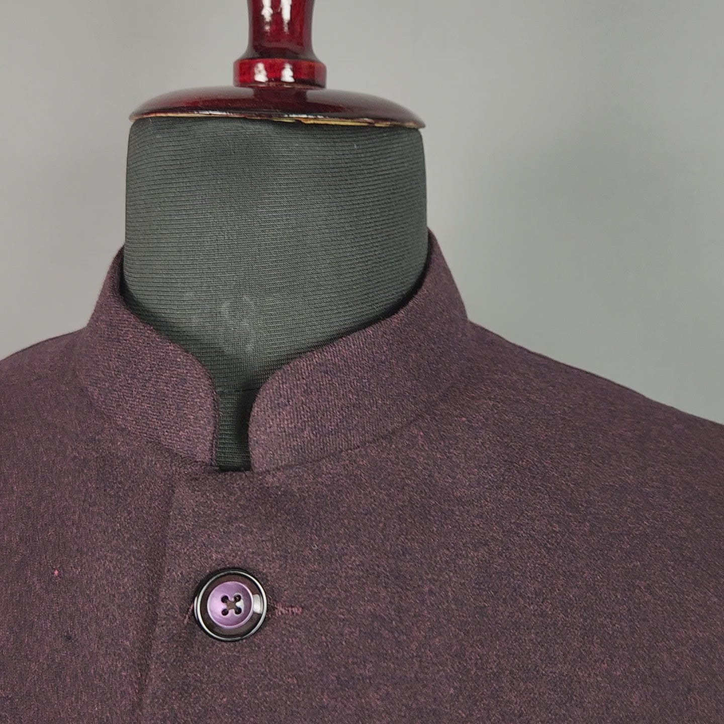 Tweed wine nehru jacket for men - Indian ethnic waistcoat ideal for weddings, festive events, and traditional functions
