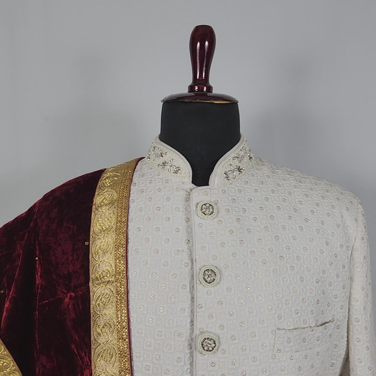Red Groom Shawl - Golden Border | Shawl For Men